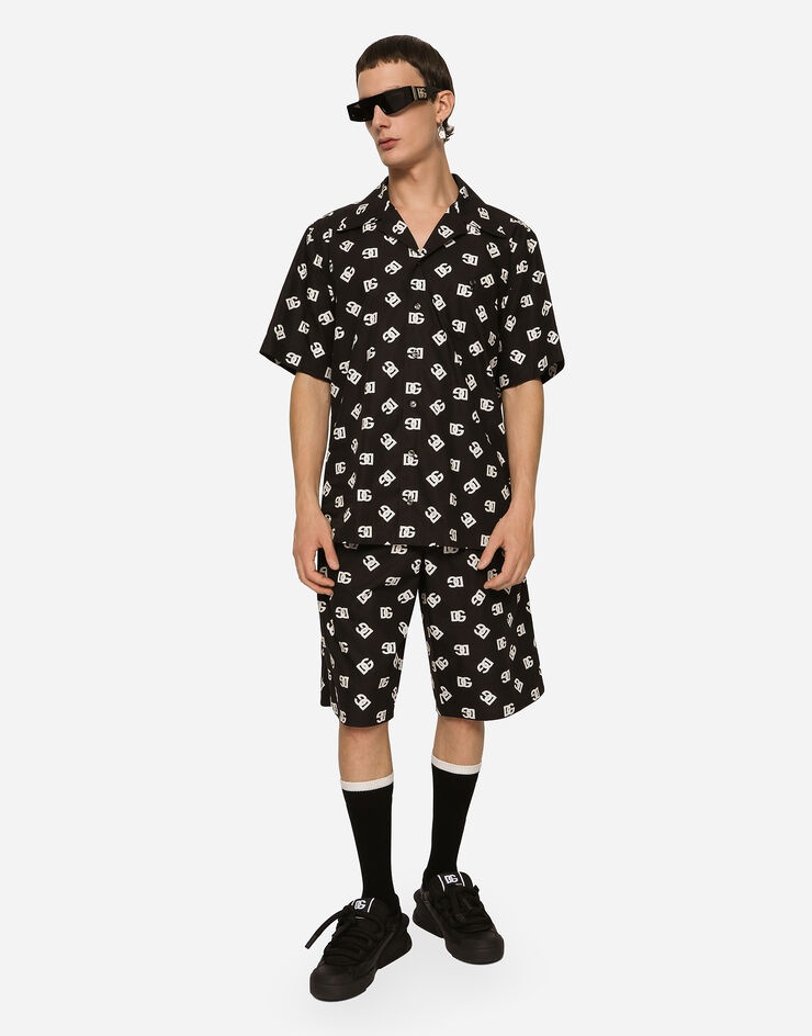Cotton Hawaiian shirt with DG Monogram print - 3
