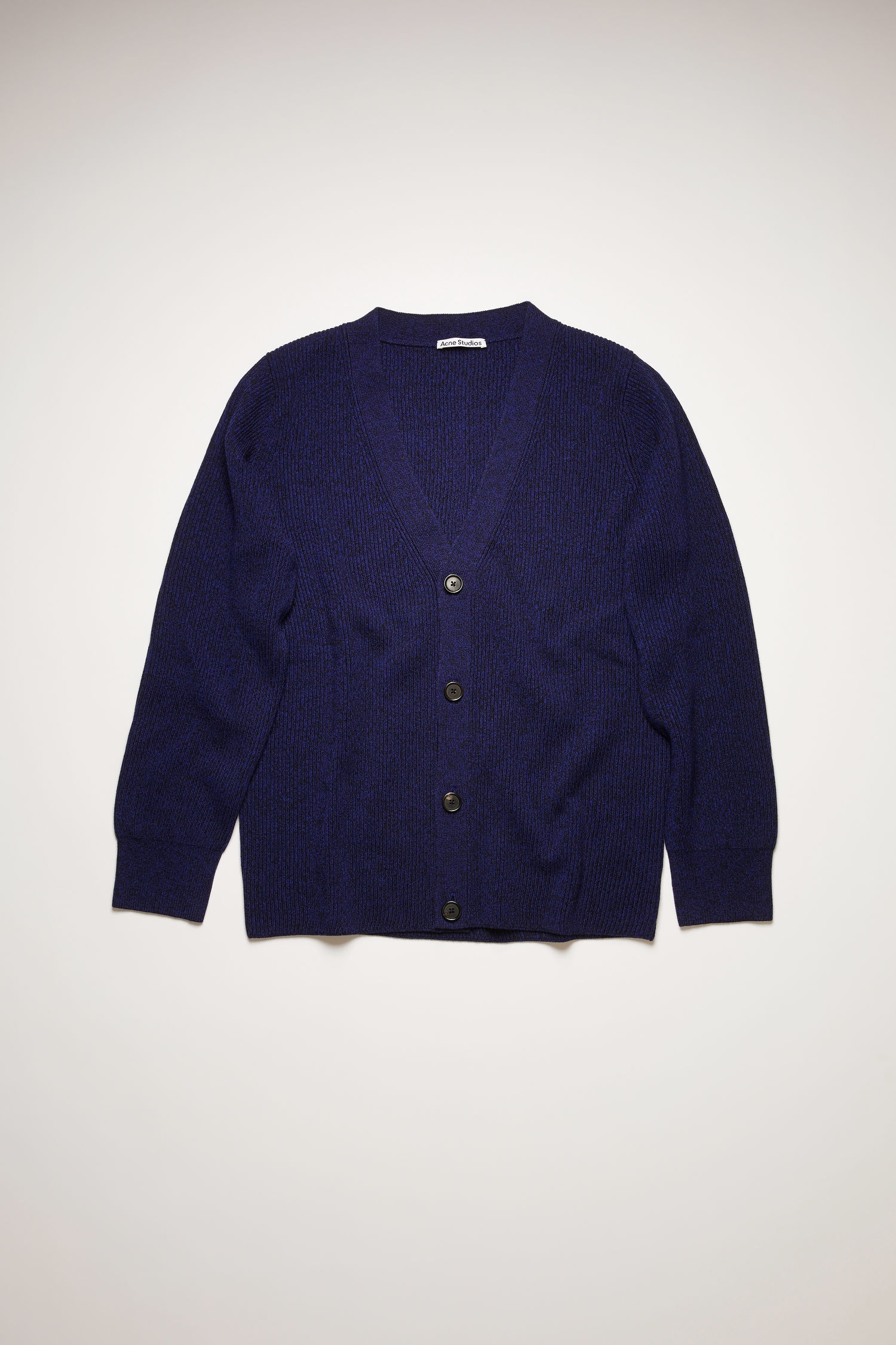 Melange ribbed cardigan navy multi - 1