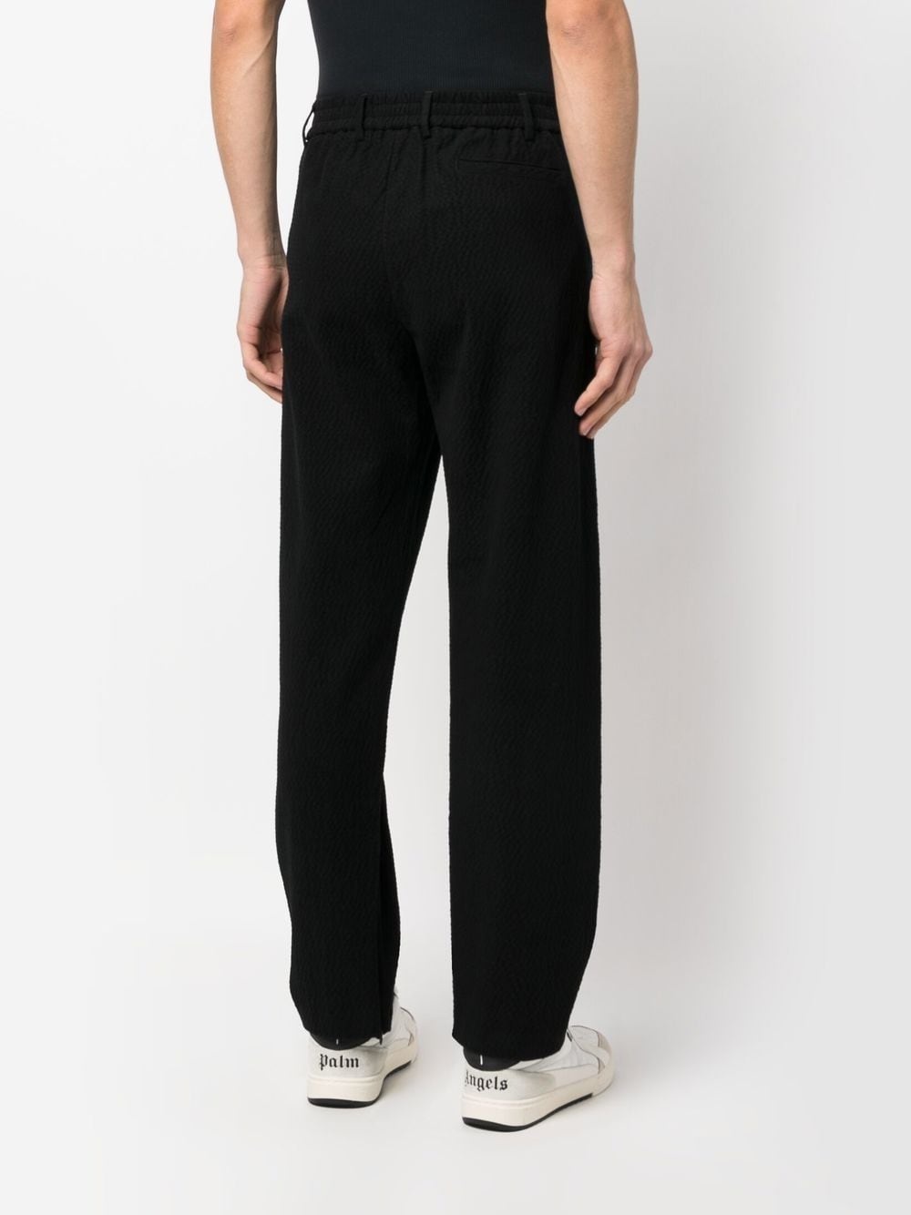 textured straight-leg cut trousers - 4