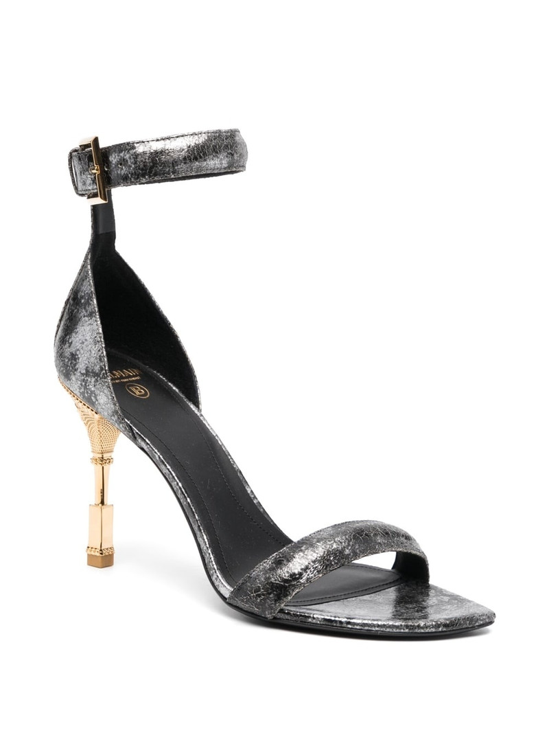 Balmain metallic-effect leather sandals outlook