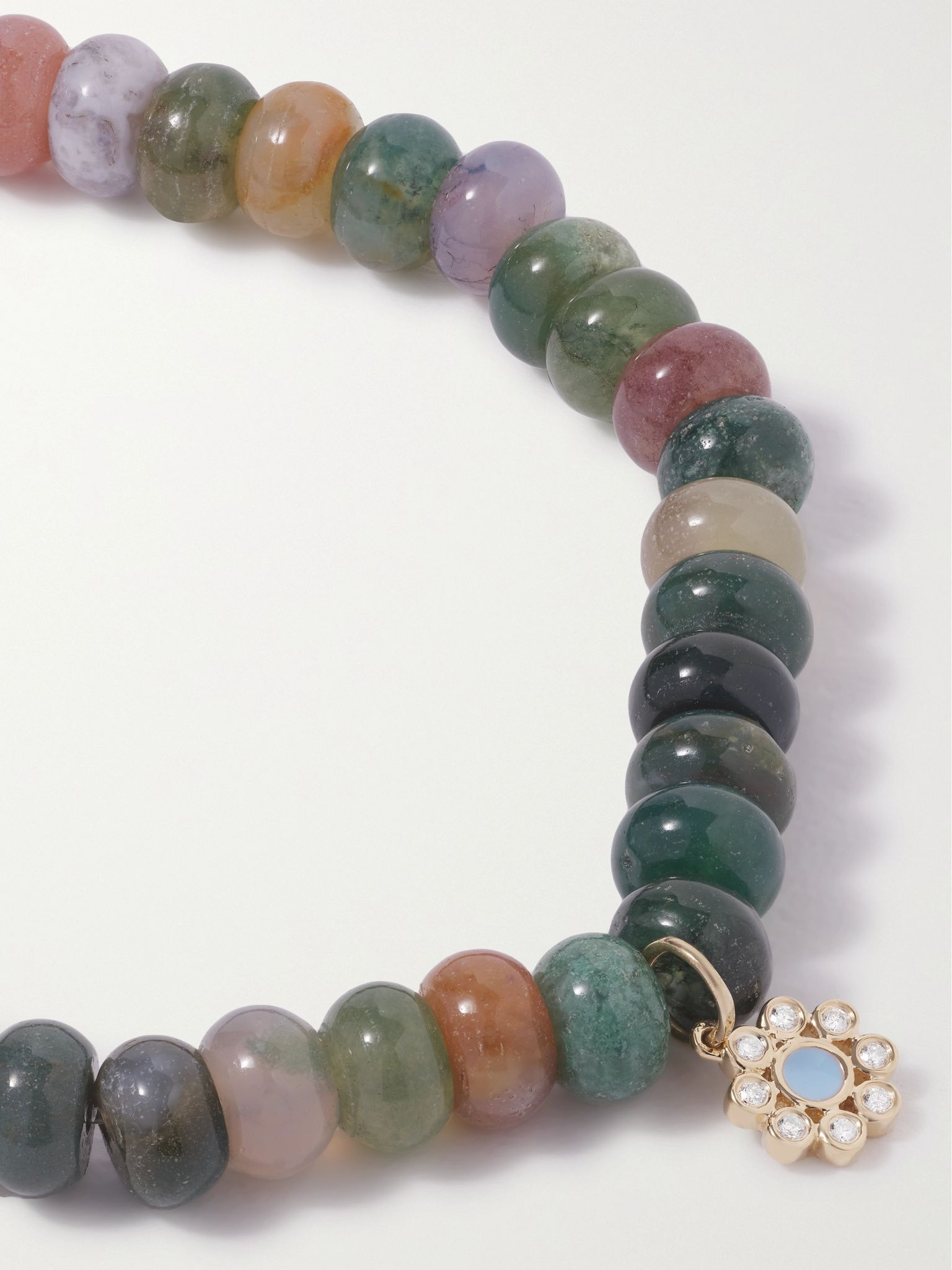 Evil Eye 14-karat gold, agate enamel and diamond bracelet Green - 4