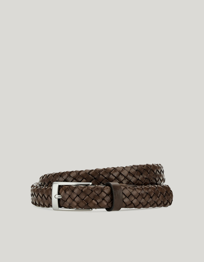 TUBULAR BRAIDED LEATHER BELT IN MUD COLOR 1