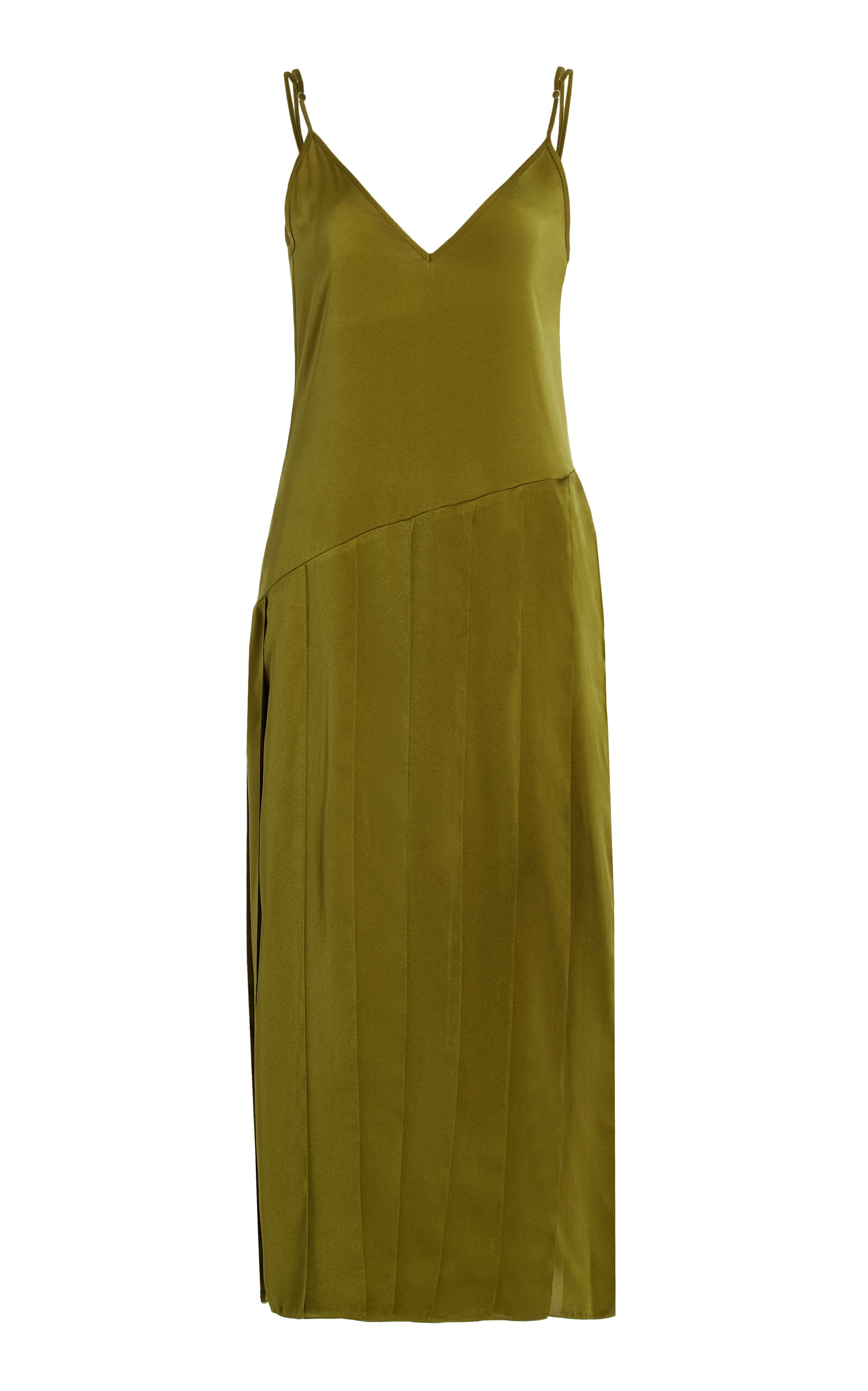 Spliced Ribbon Crepe Midi Dress green - 1