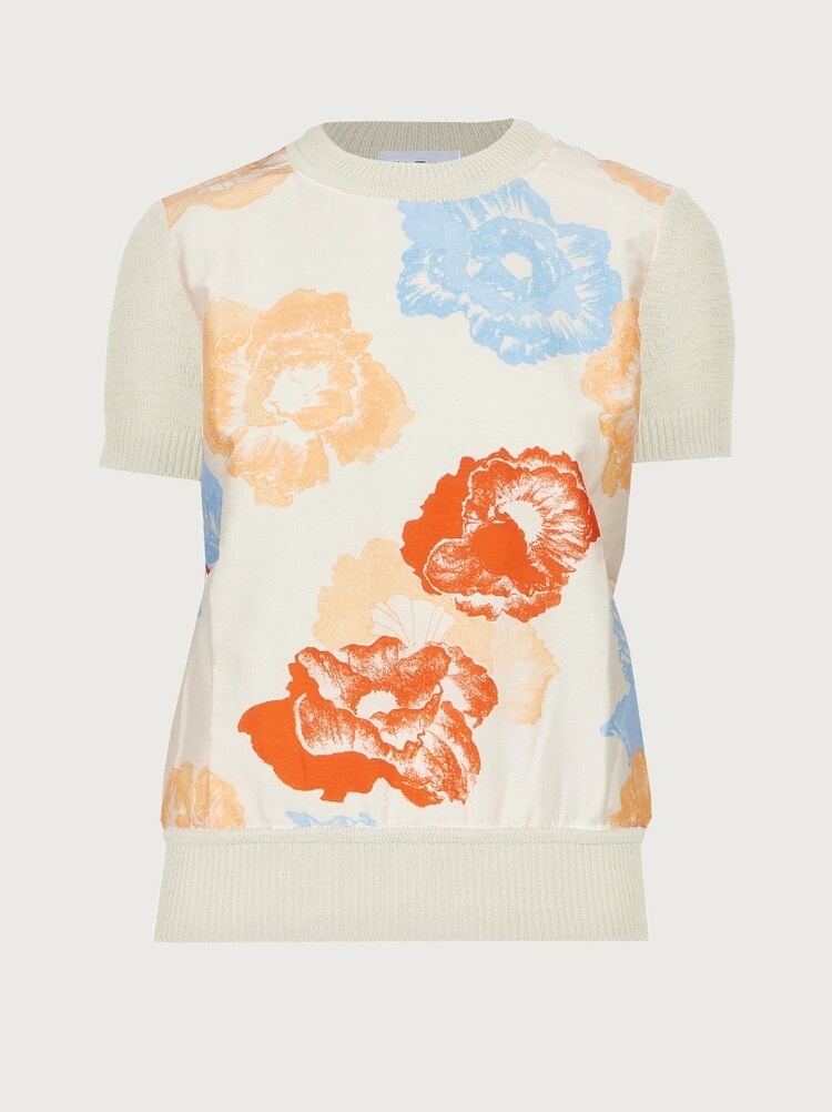 KNITTED TOP WITH SILK INSERTS - 1