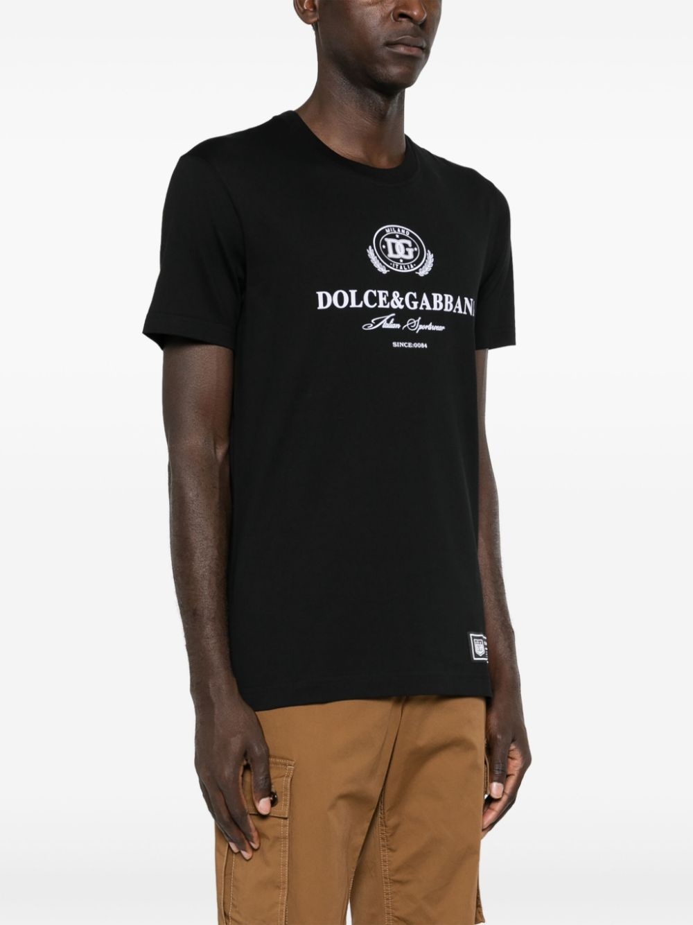 flocked-logo cotton T-shirt - 3