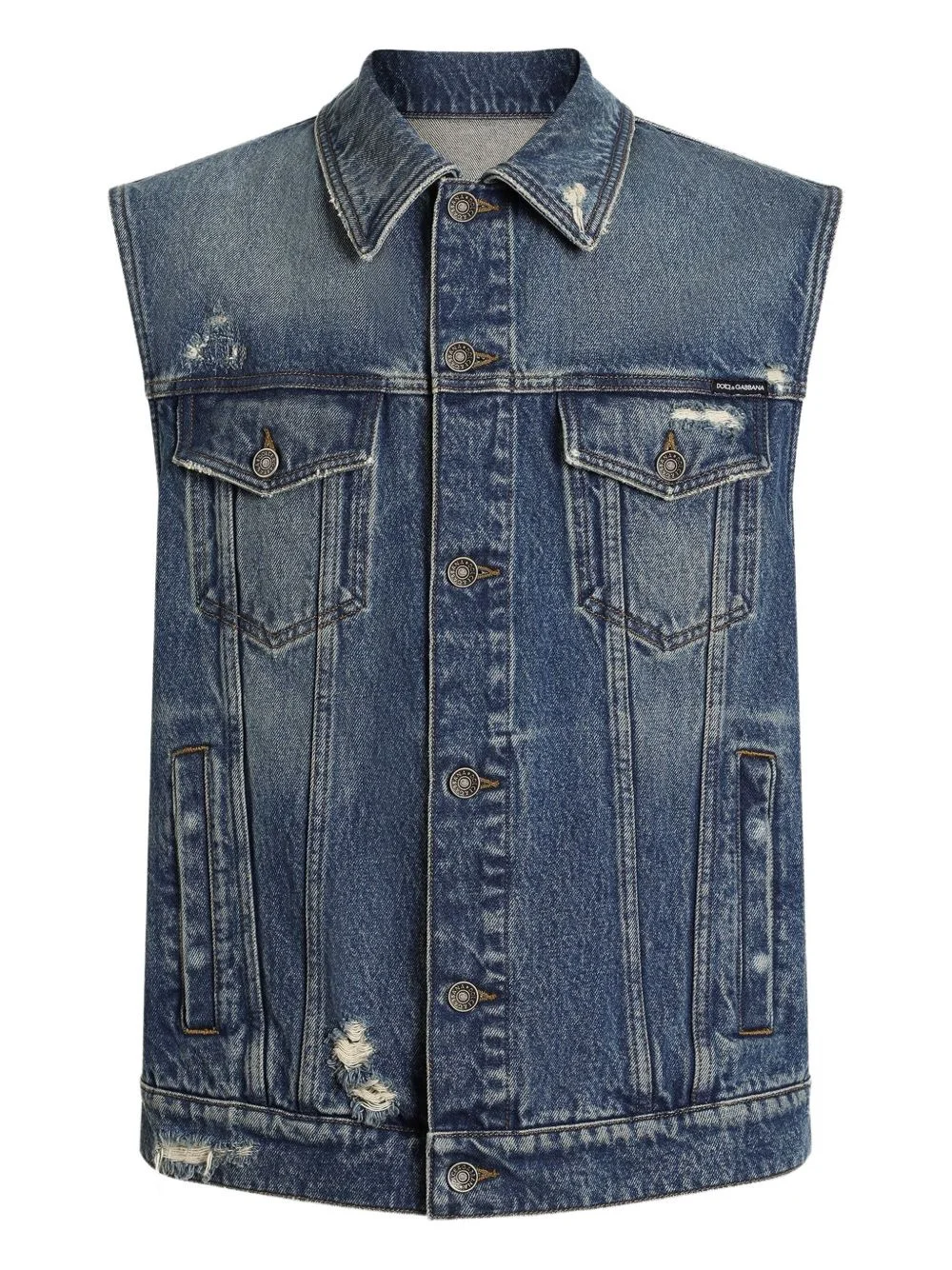 denim corduroy gilet - 1