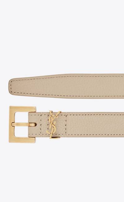 SAINT LAURENT cassandre thin belt with square buckle in grained leather outlook