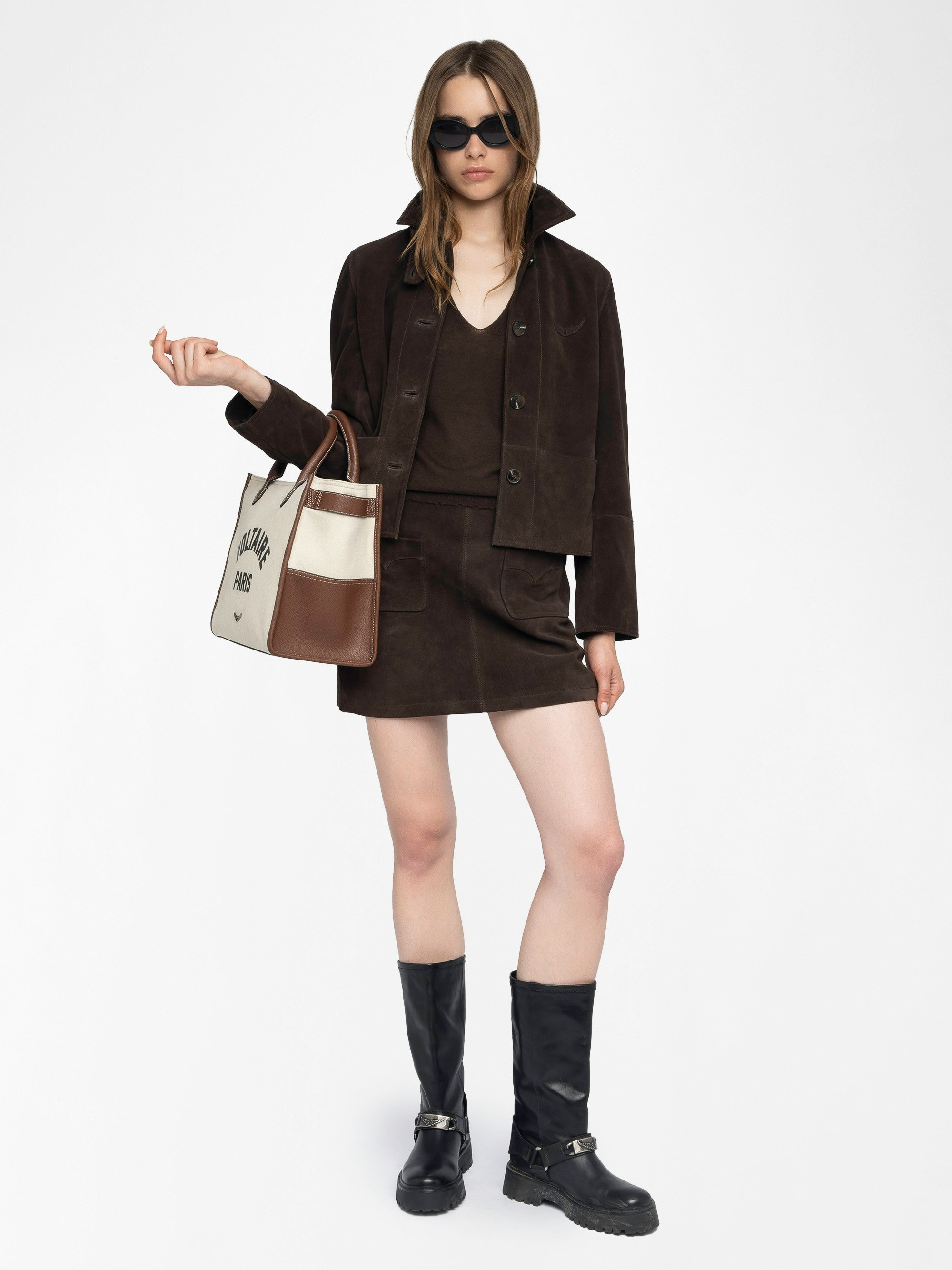 Jaime Suede Leather Skirt - 4