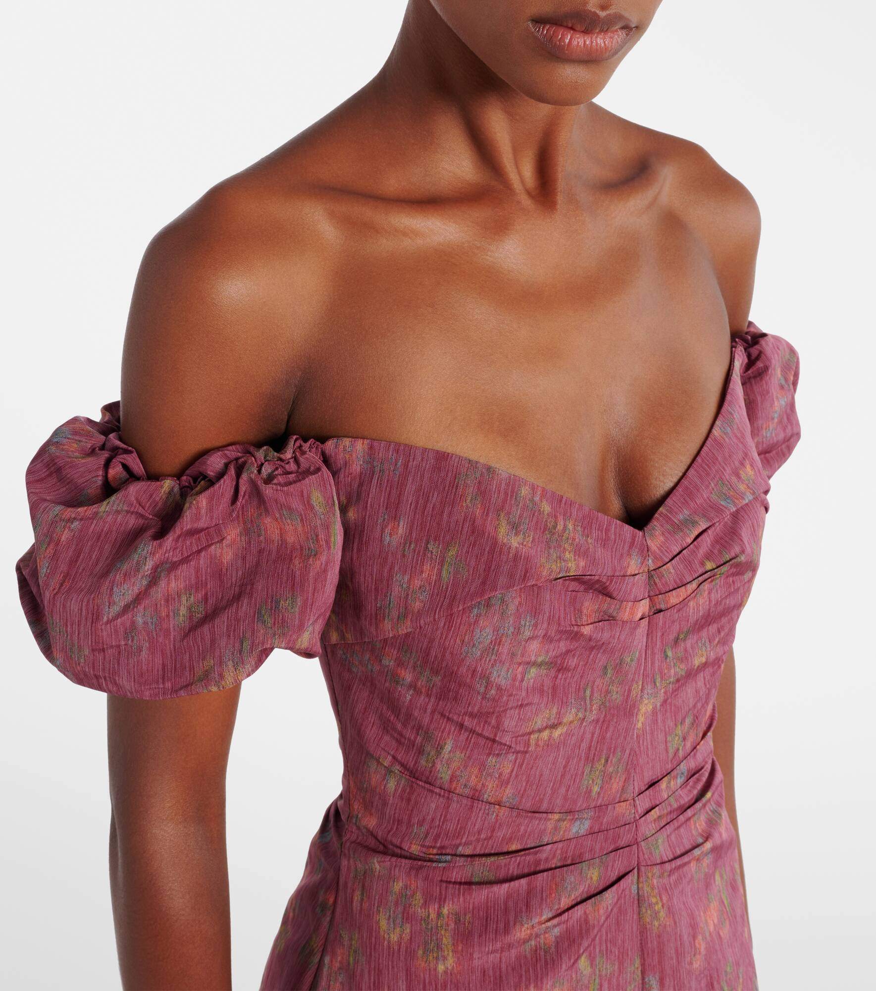 Adelaine floral puff sleeves gown - 4