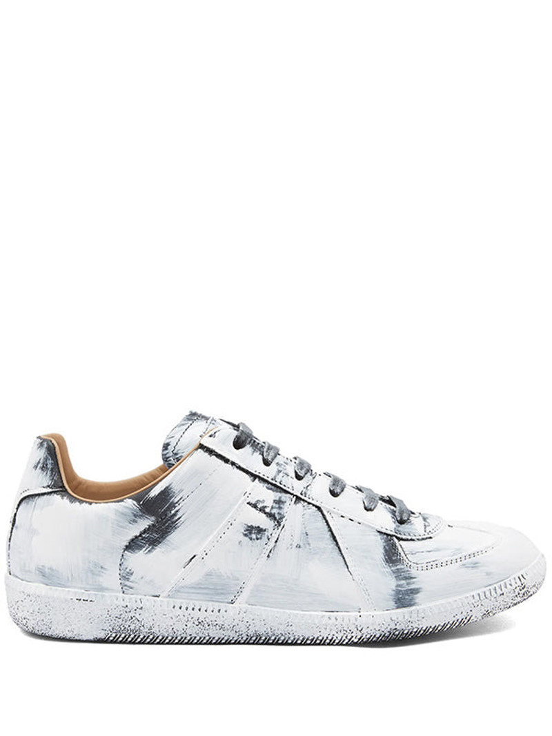 REPLICA LOW TOP SNEAKERS - BLACK/GLOSSY WHITE 1
