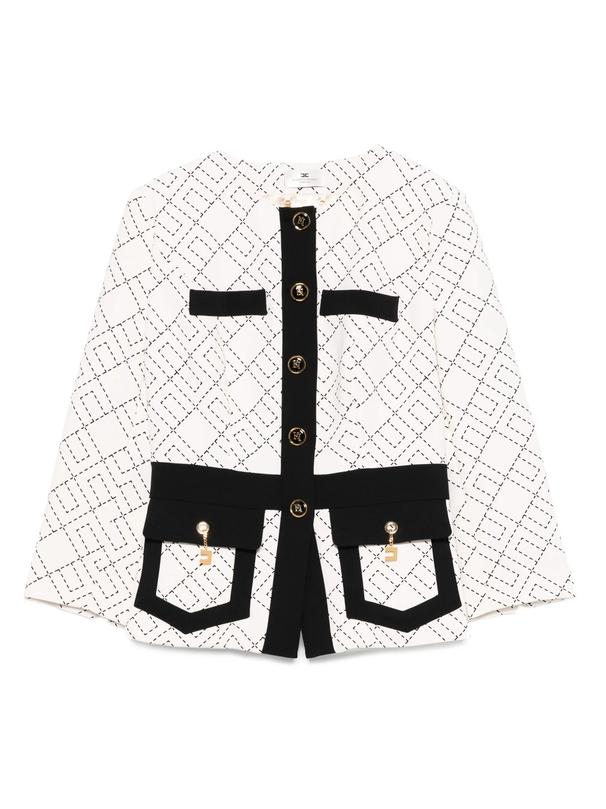 Elisabetta Franchi Geometric-pattern Button Double-crepe Jacket - 1