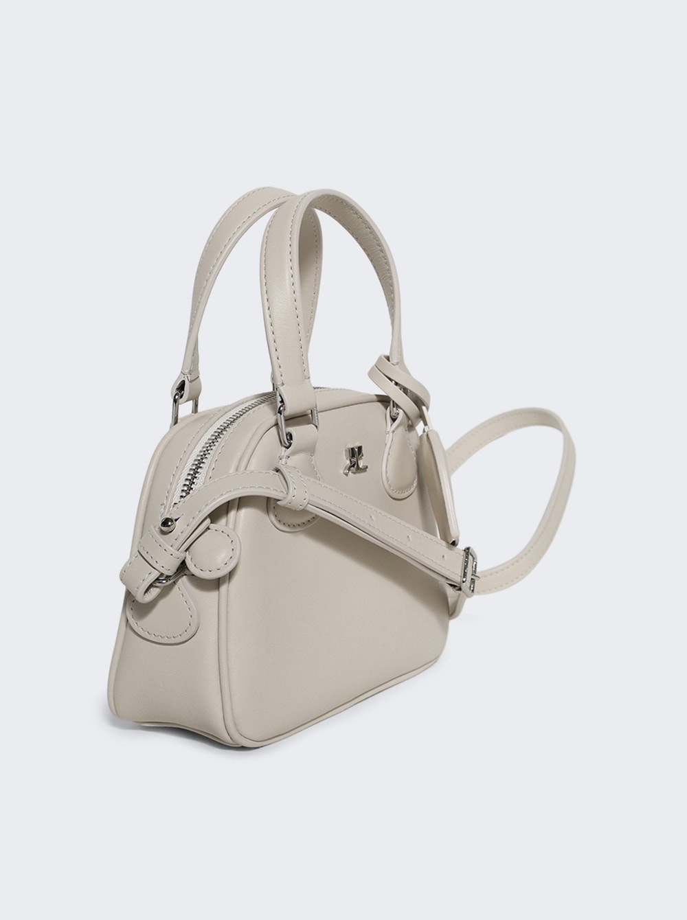 Ac Stud Naplack Leather Mini Bowling Bag White - 4