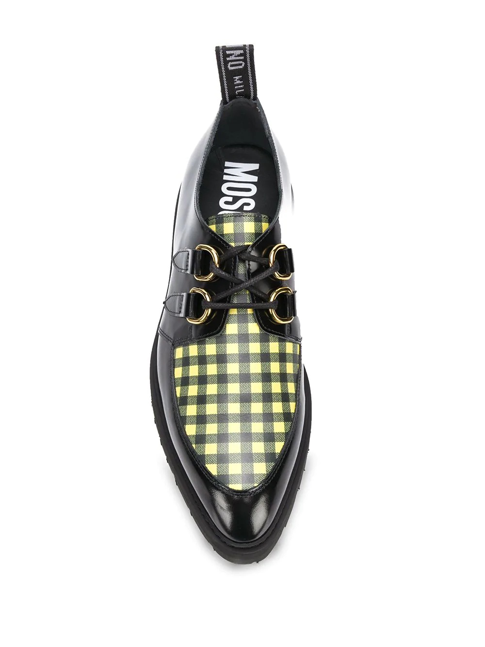 gingham-panel lace-up Derby shoes - 4