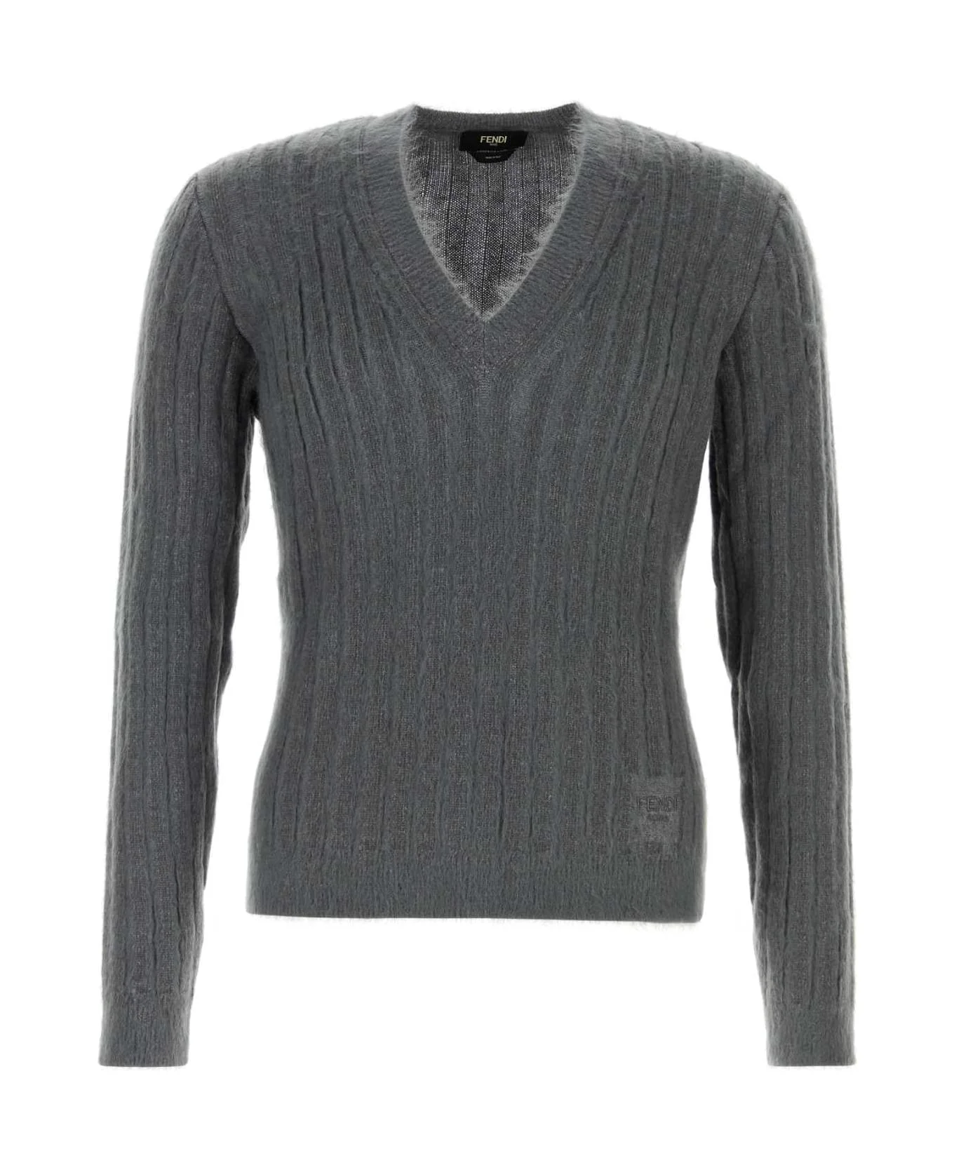 Dark Grey Stretch Mohair Blend Sweater - 1