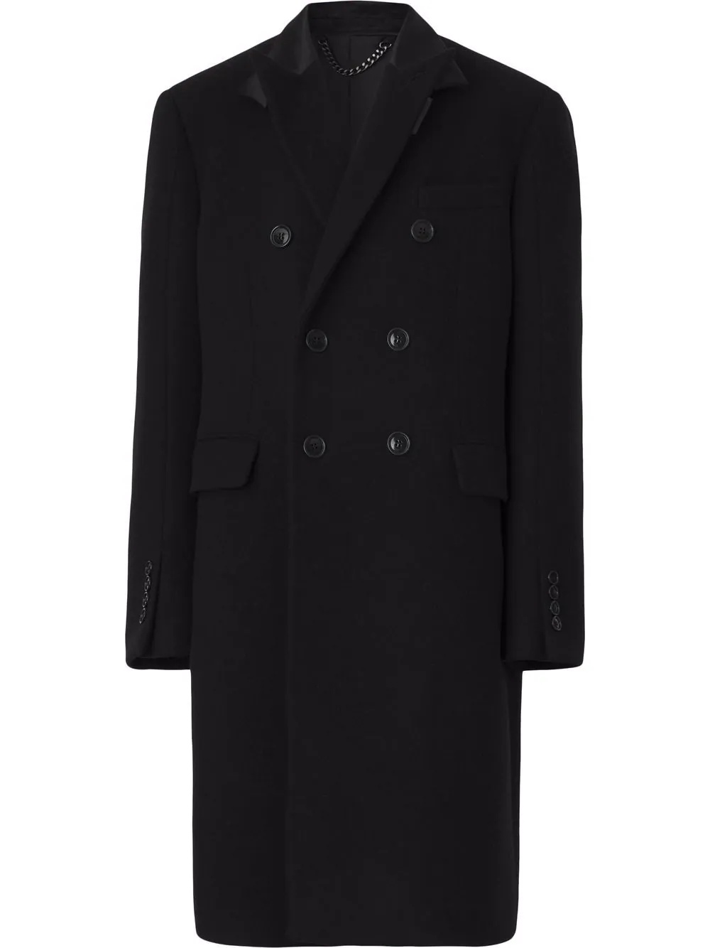 silk collar double-breasted coat - 1