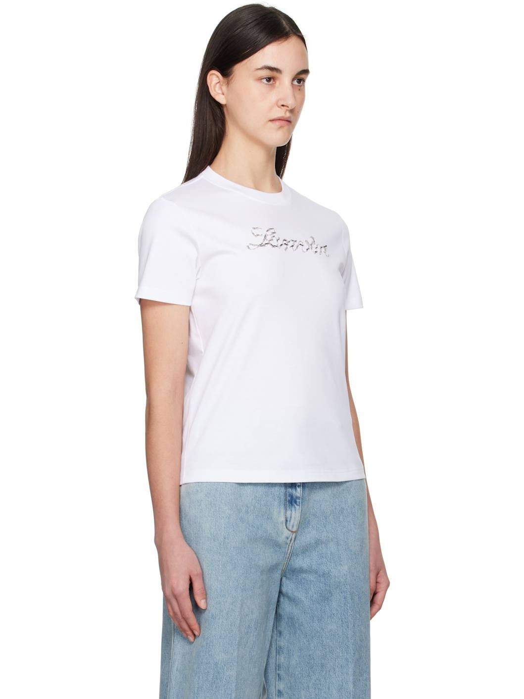 White 'Lanvin' Bead Embroidered T-shirt - 2