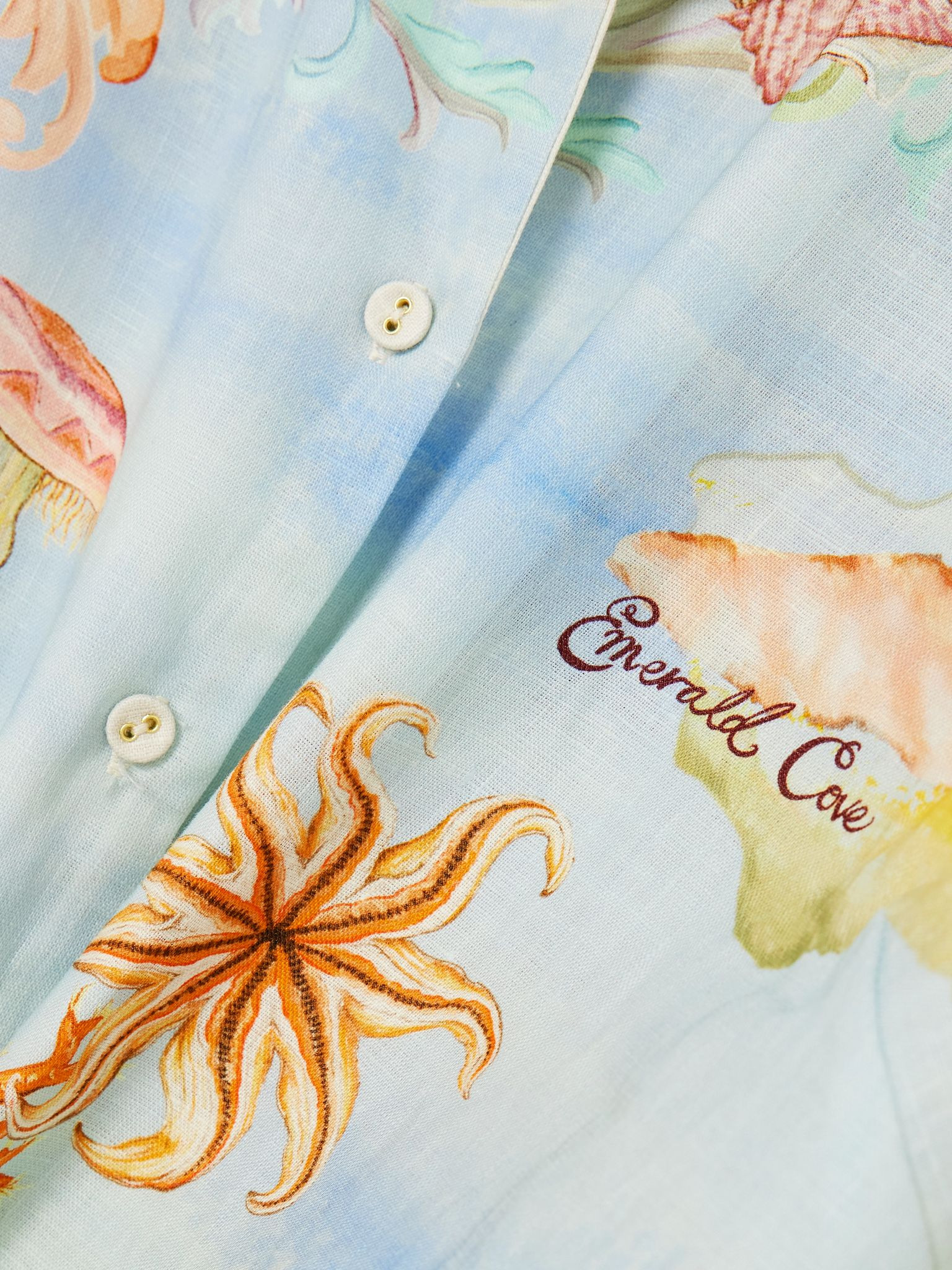 + Sam Pauletto Emerald Cove printed linen-gauze shirt Blue - 4