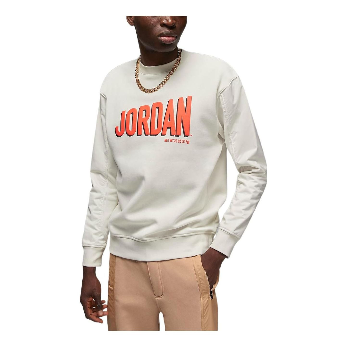 Air Jordan Alphabet Round Neck Long Sleeves Hoodie Men's Creamy White DV7588-030 - 1