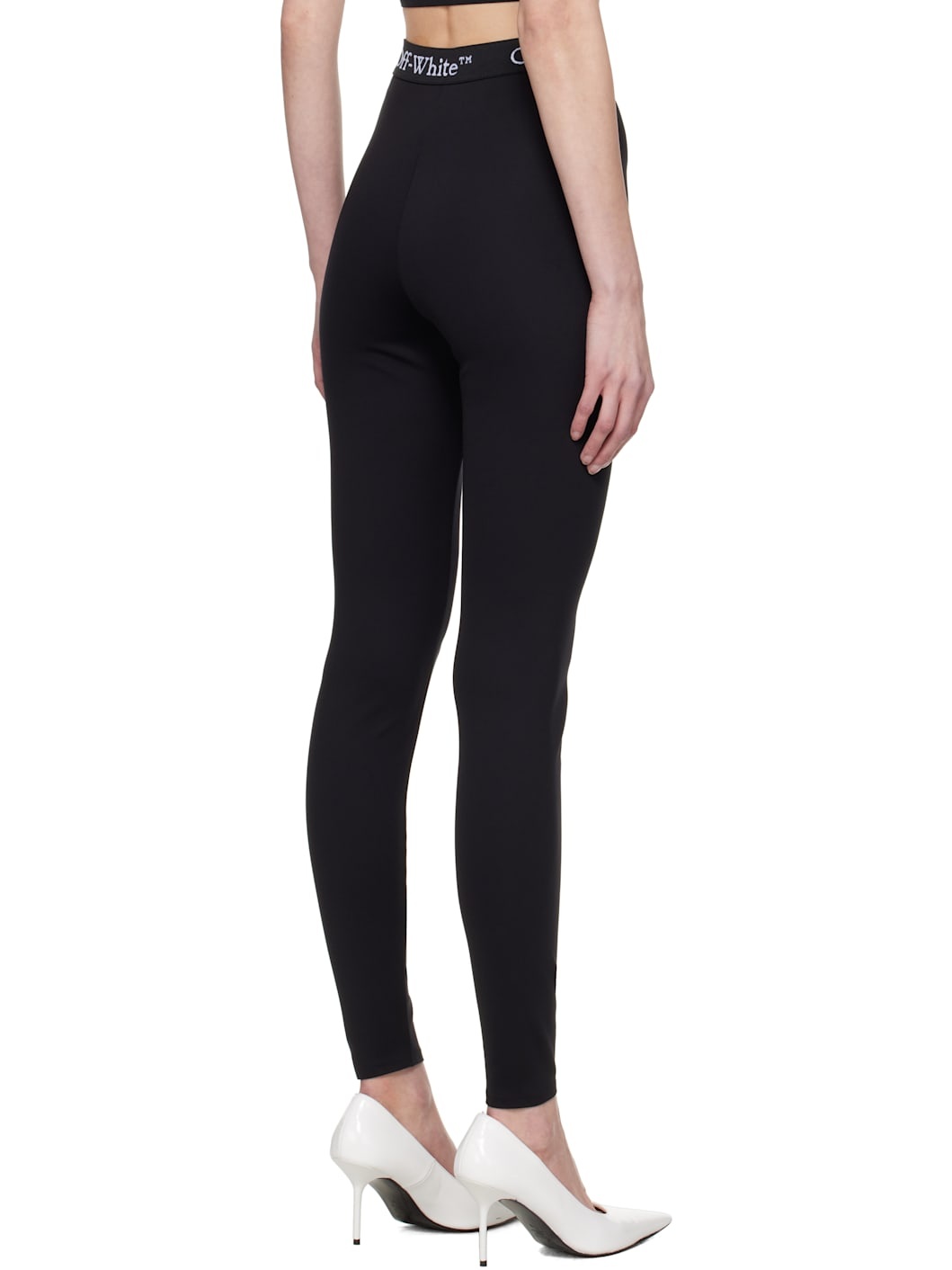 Black Logo Band Sport Leggings - 3
