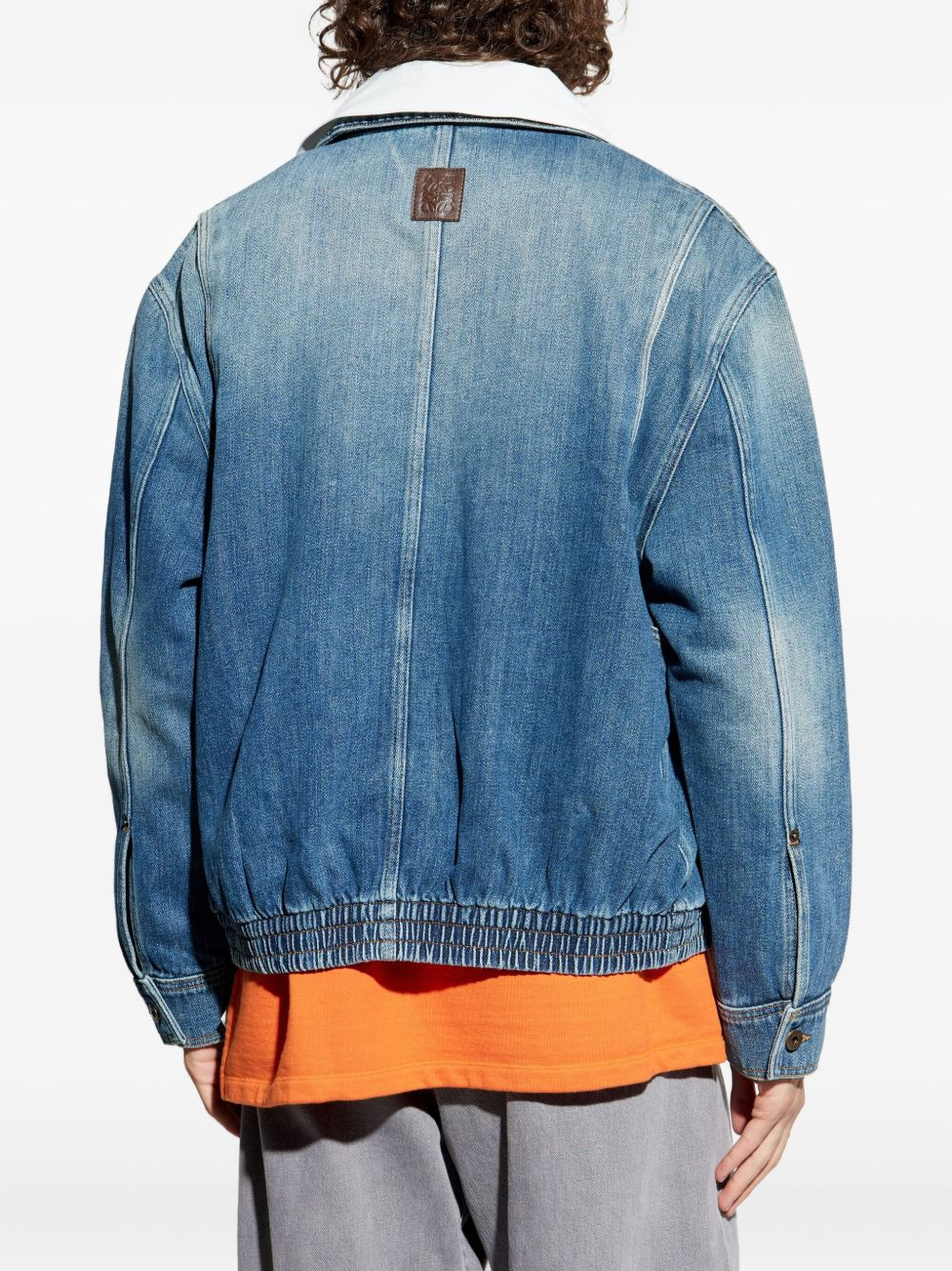 contrast-collar denim jacket - 4