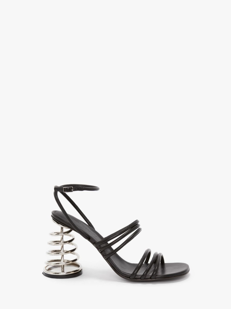 SPIRAL HEEL LEATHER SANDALS 1