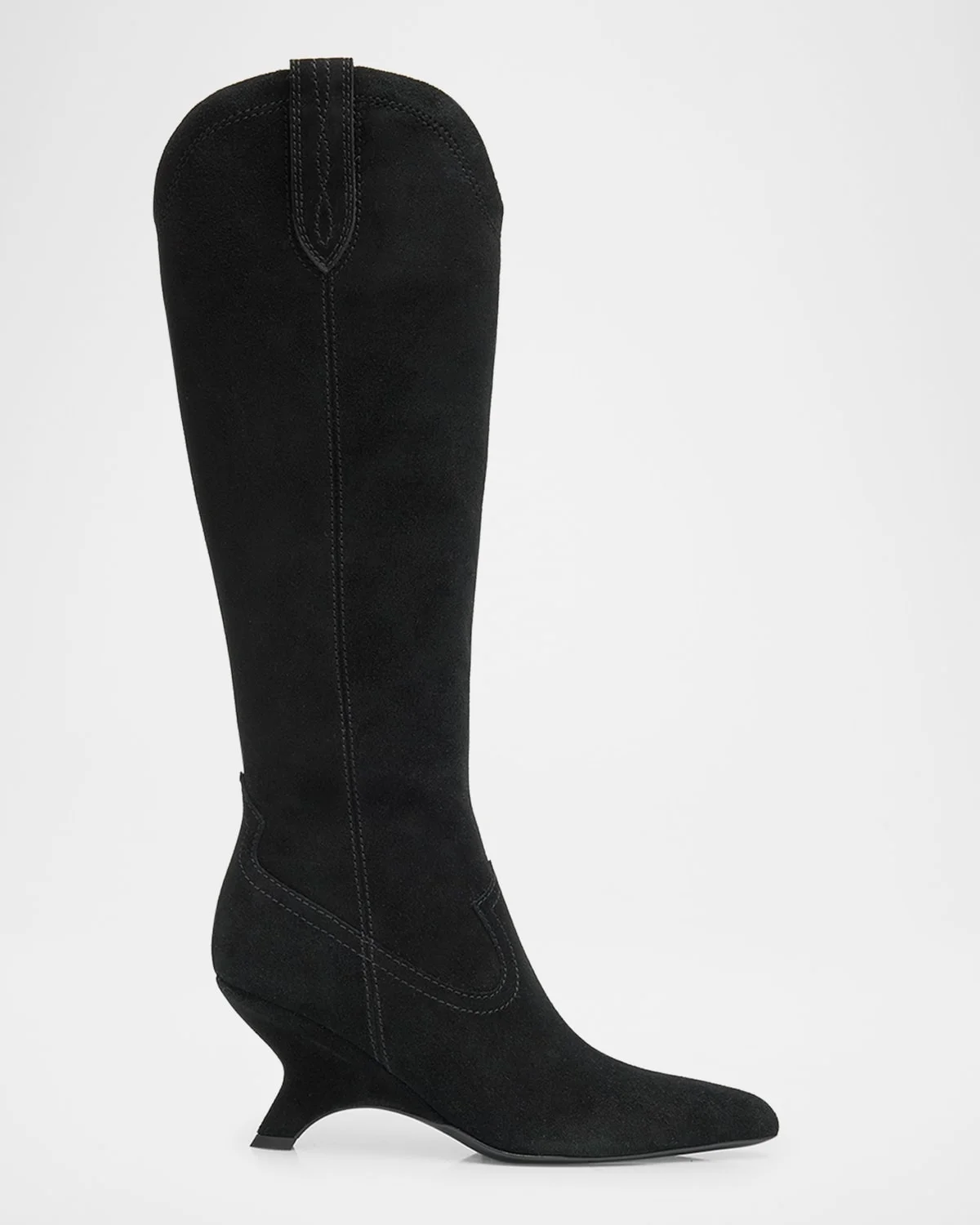 Shadow Suede Western Knee Boots - 1