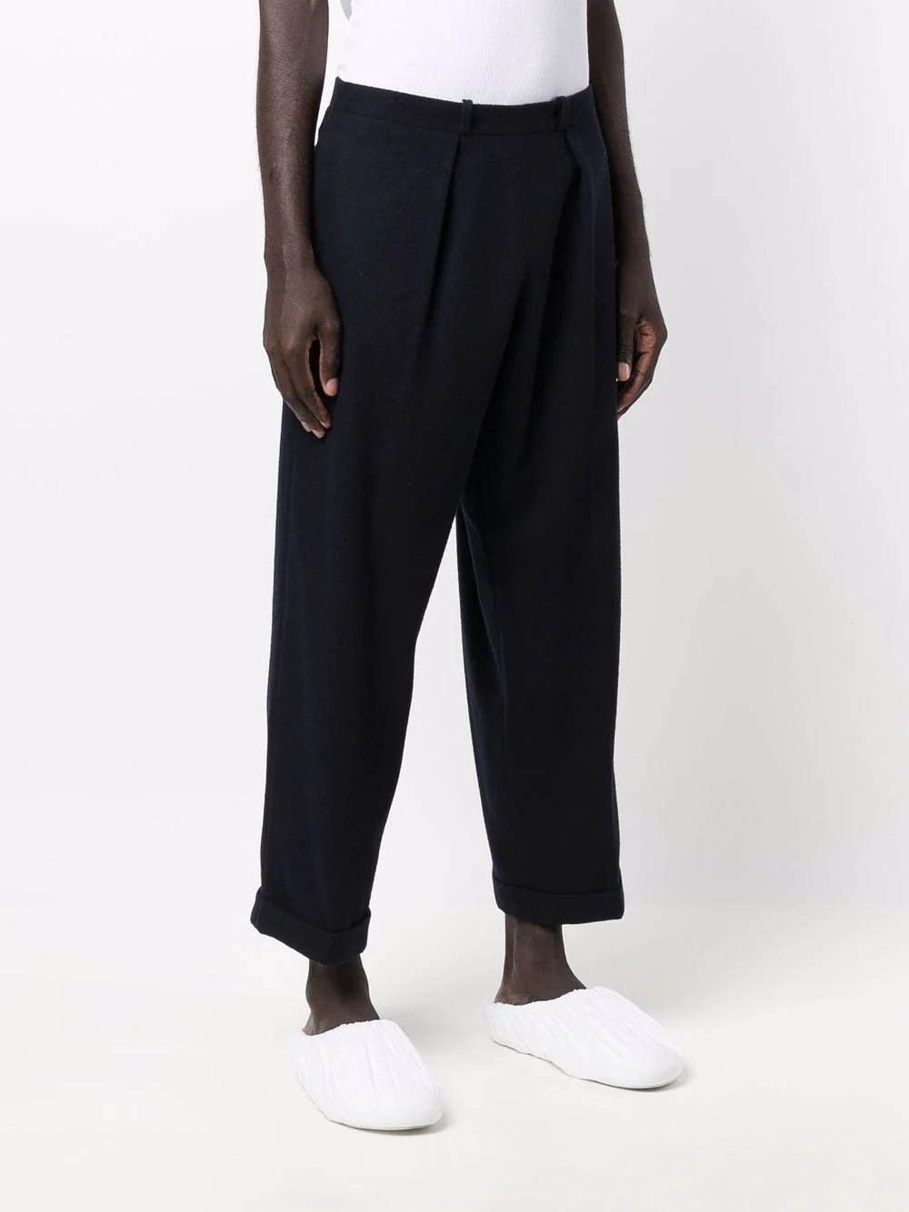 pleated straight-leg wool trousers - 3