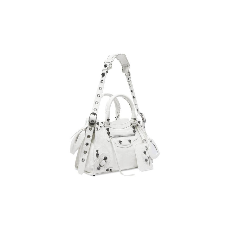 BALENCIAGA Women's Neo Cagole City Small Handbag in Optic White outlook