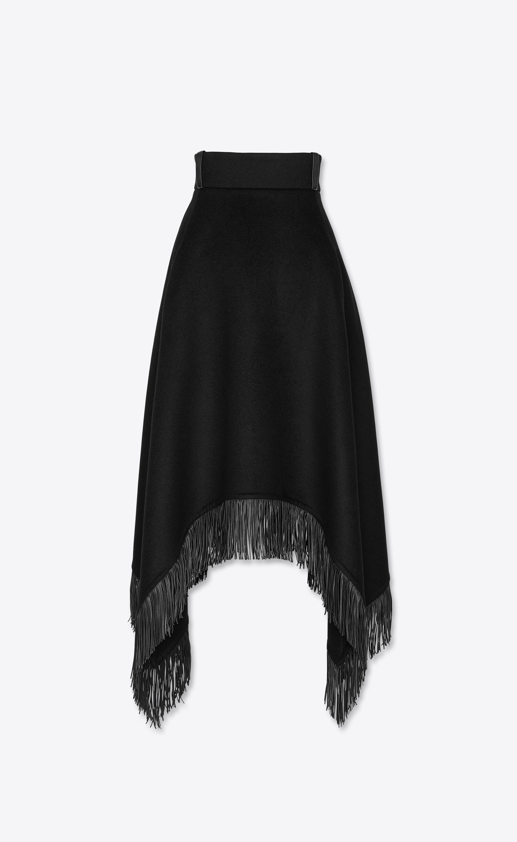 fringed handkerchief skirt in wool cashmere - 1