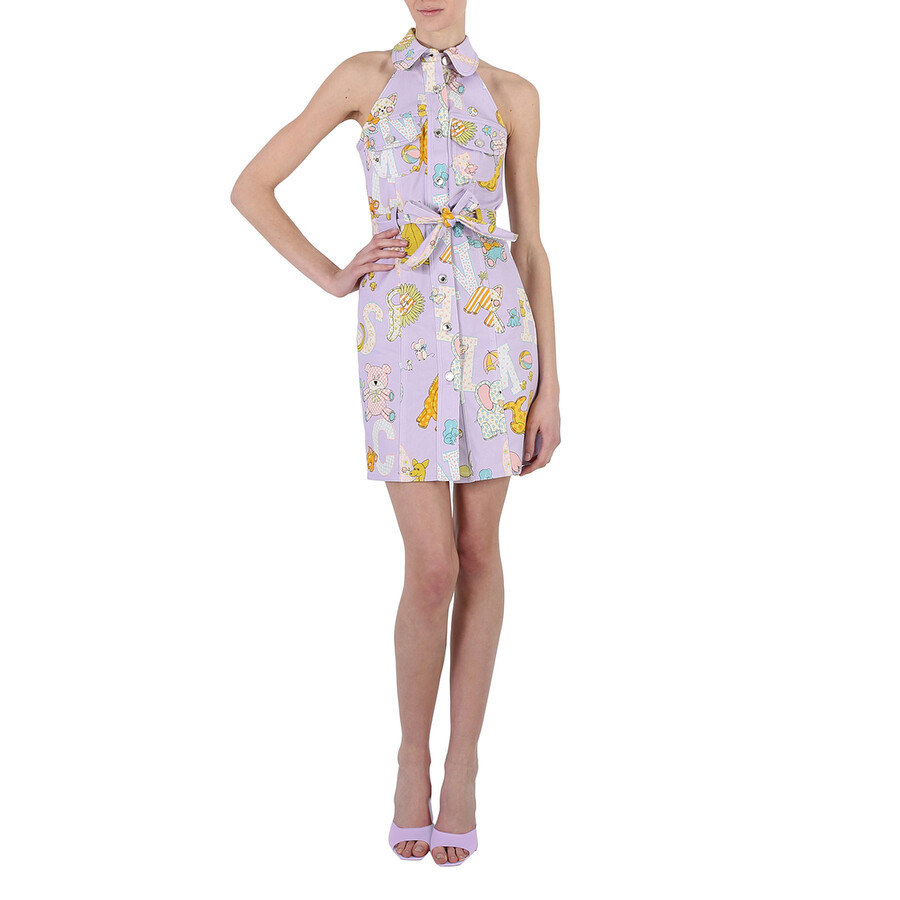 Moschino Ladies Purple All Over Logo Circus Print Dress - 4