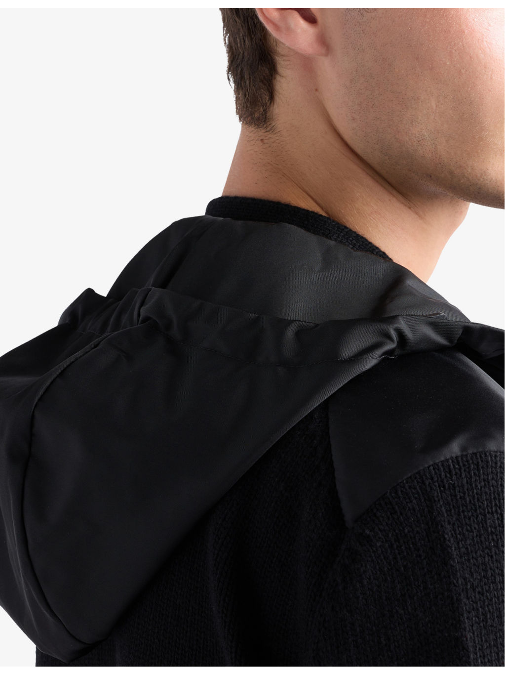 Hooded triangle-logo cashmere and wool cardigan - 5
