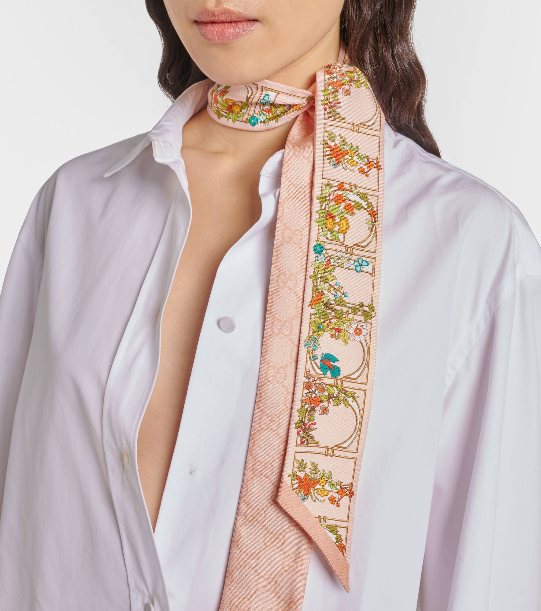 Floral silk twill scarf - 2