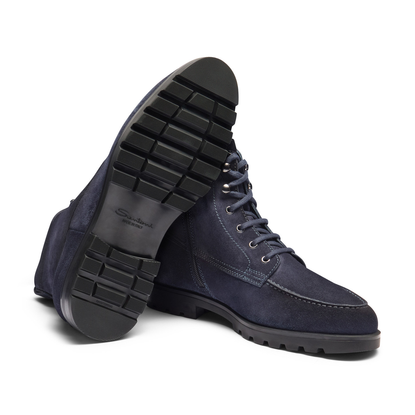 Men’s blue suede lace-up boot with fur - 3