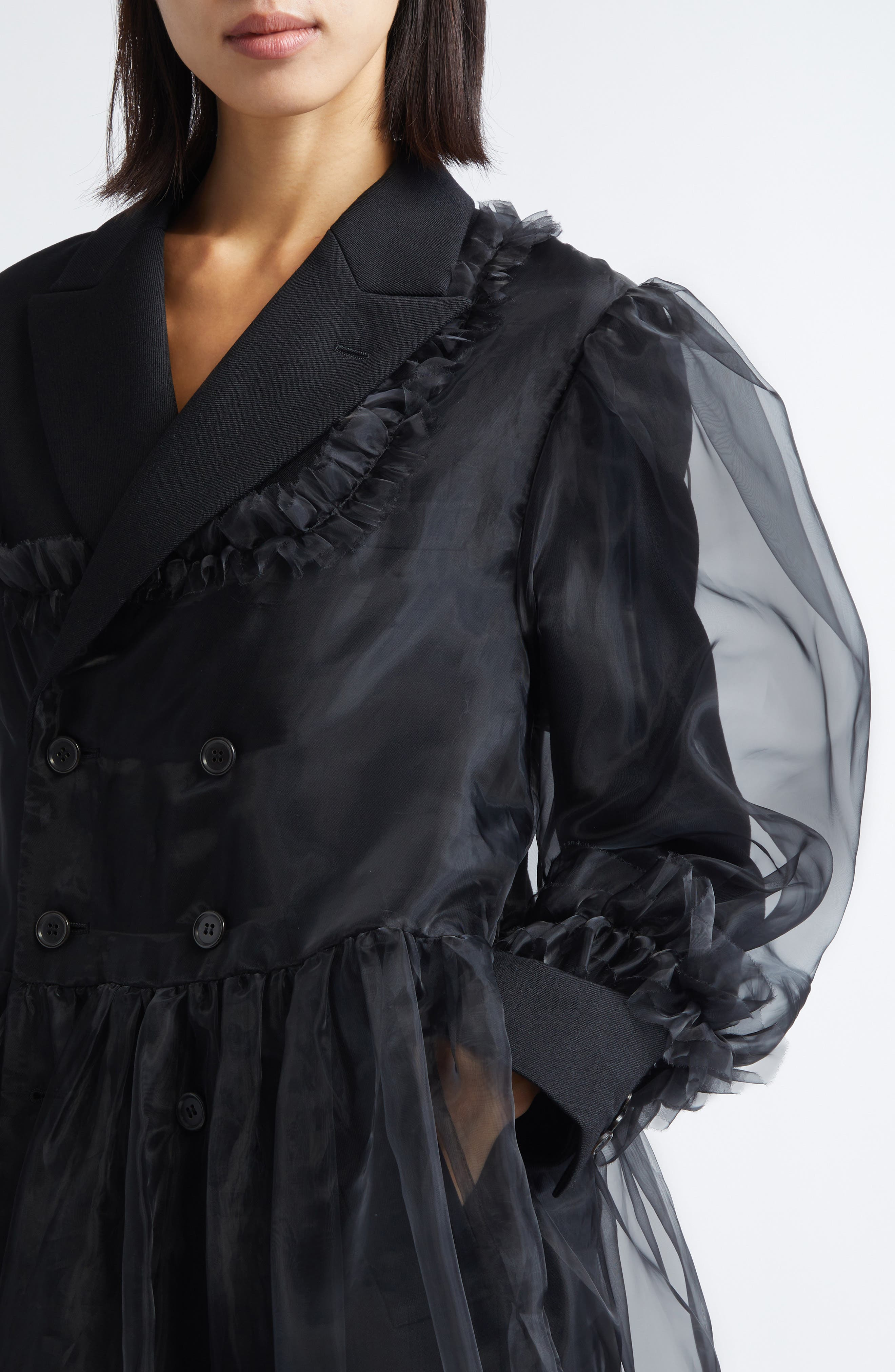 Noir Kei Ninomiya Petal Collar Cotton Broadcloth Button-Up Shirt in Black at Nordstrom - 4