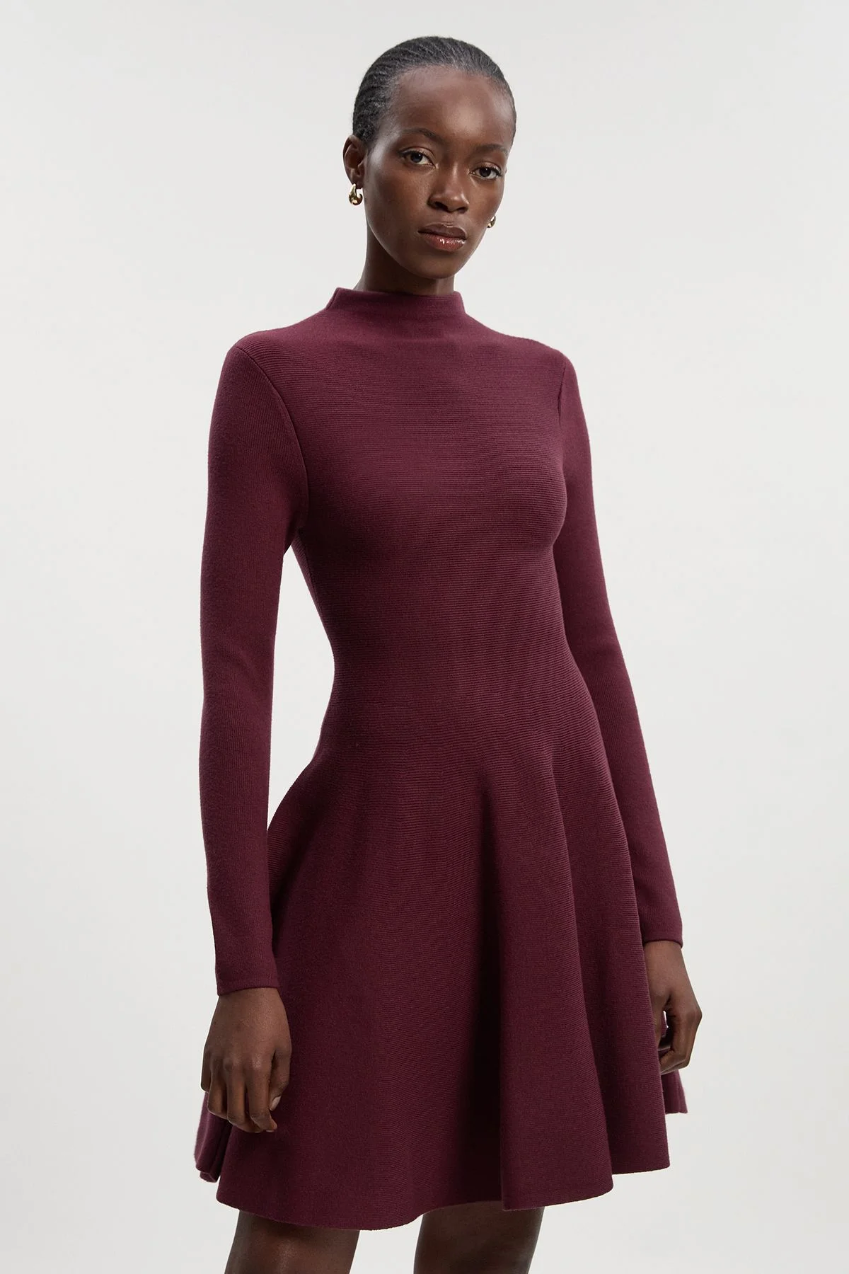 Viscose Blend Full Circle Knit Mini Dress - 1