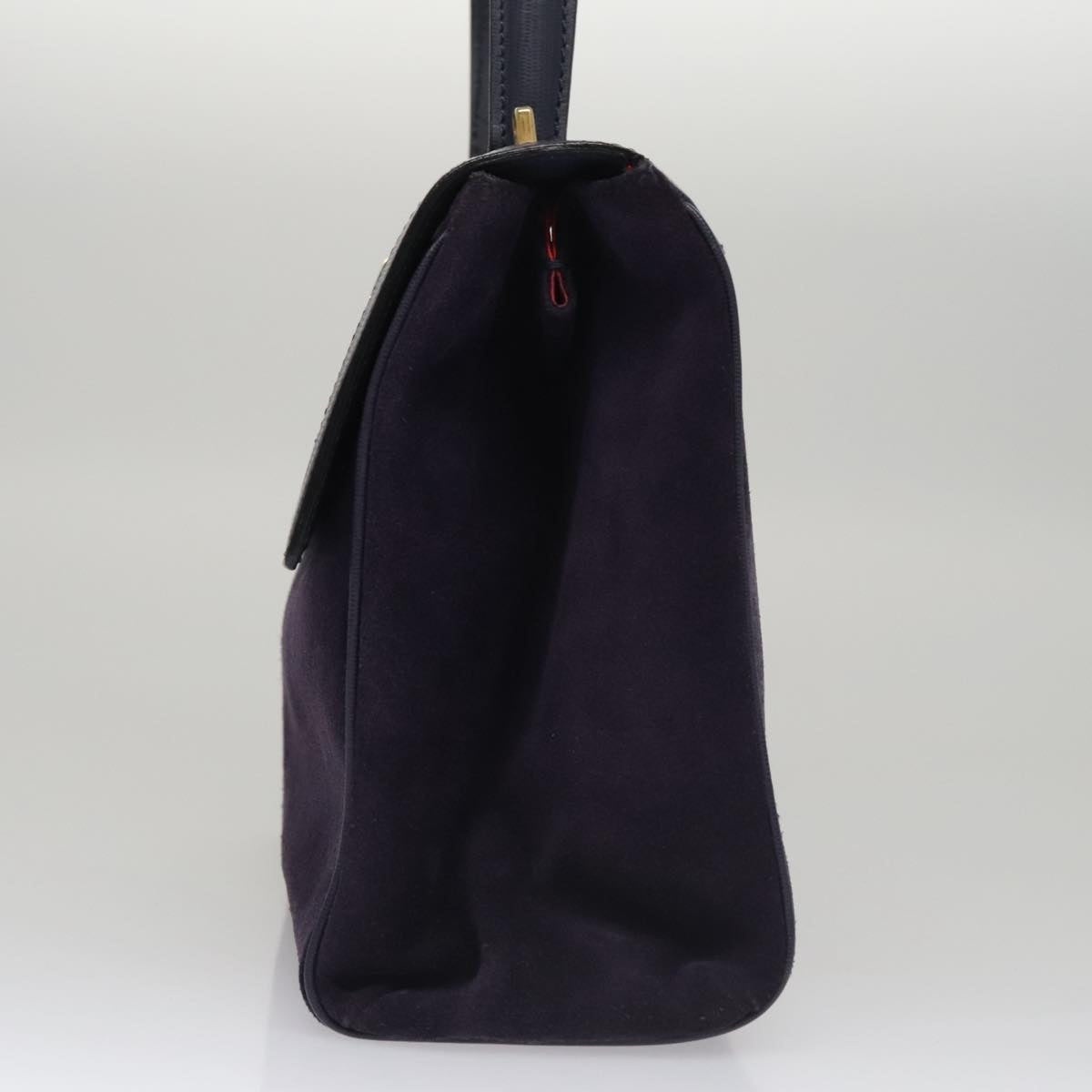 CELINE Hand Bag Suede Leather Purple Gold - 3