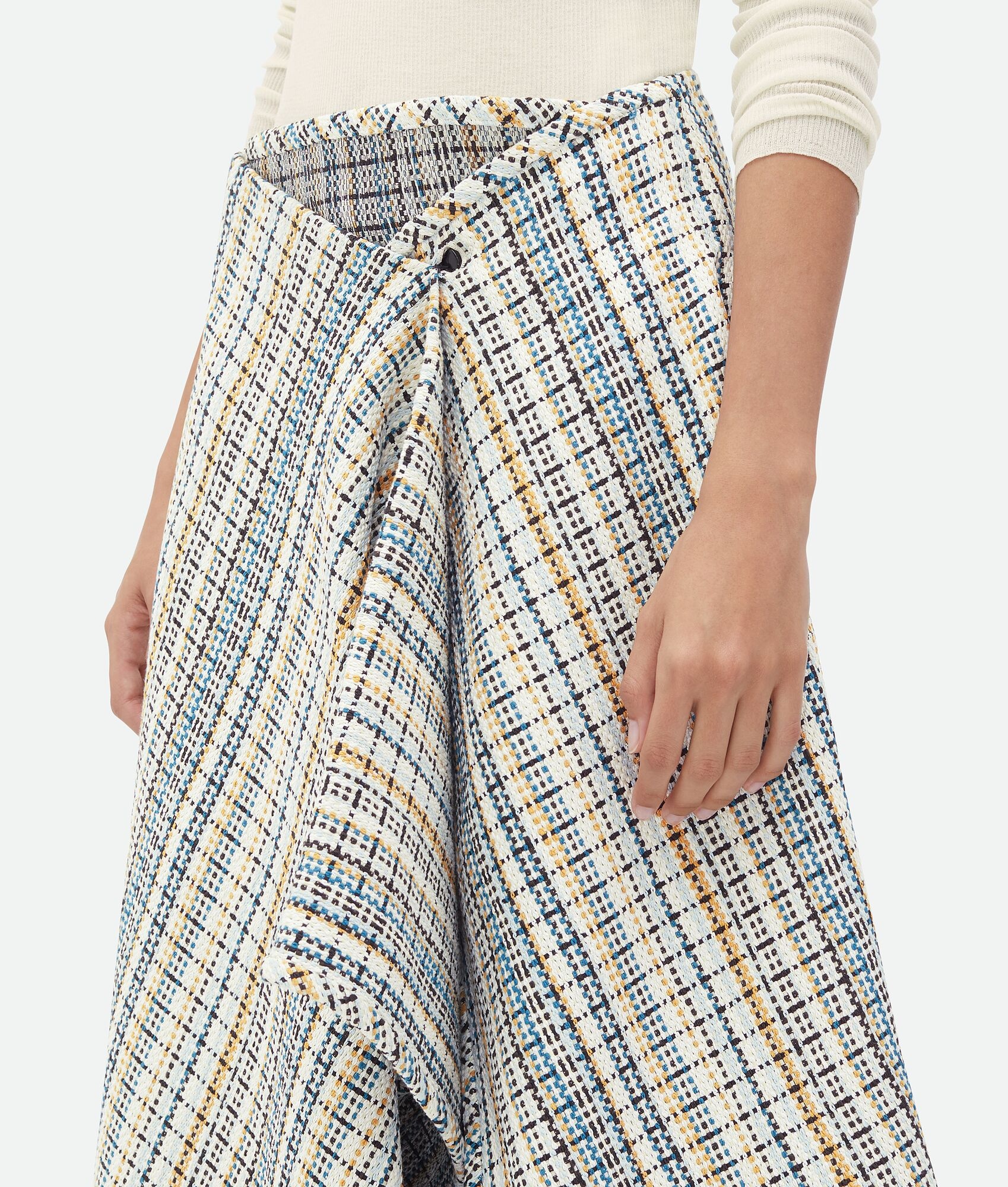 Cotton Check Wrapped Skirt - 5
