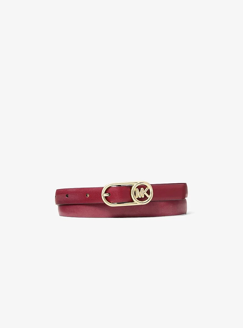 Logo Buckle Leather Belt - 1