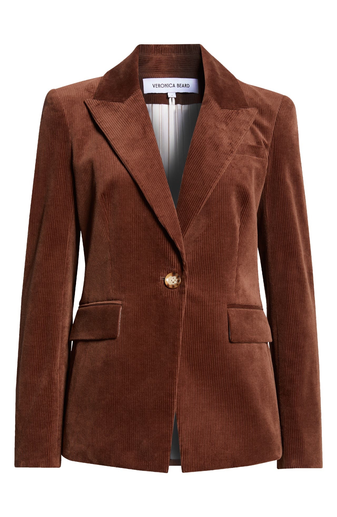 Veronica Beard Reagan Cotton Stretch Corduroy Dickey Jacket in Dark Cocoa at Nordstrom - 1