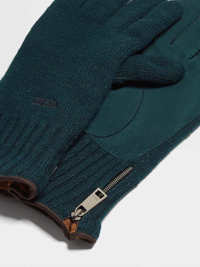 ZEGNA DARK GREEN OASI CASHMERE GLOVES outlook