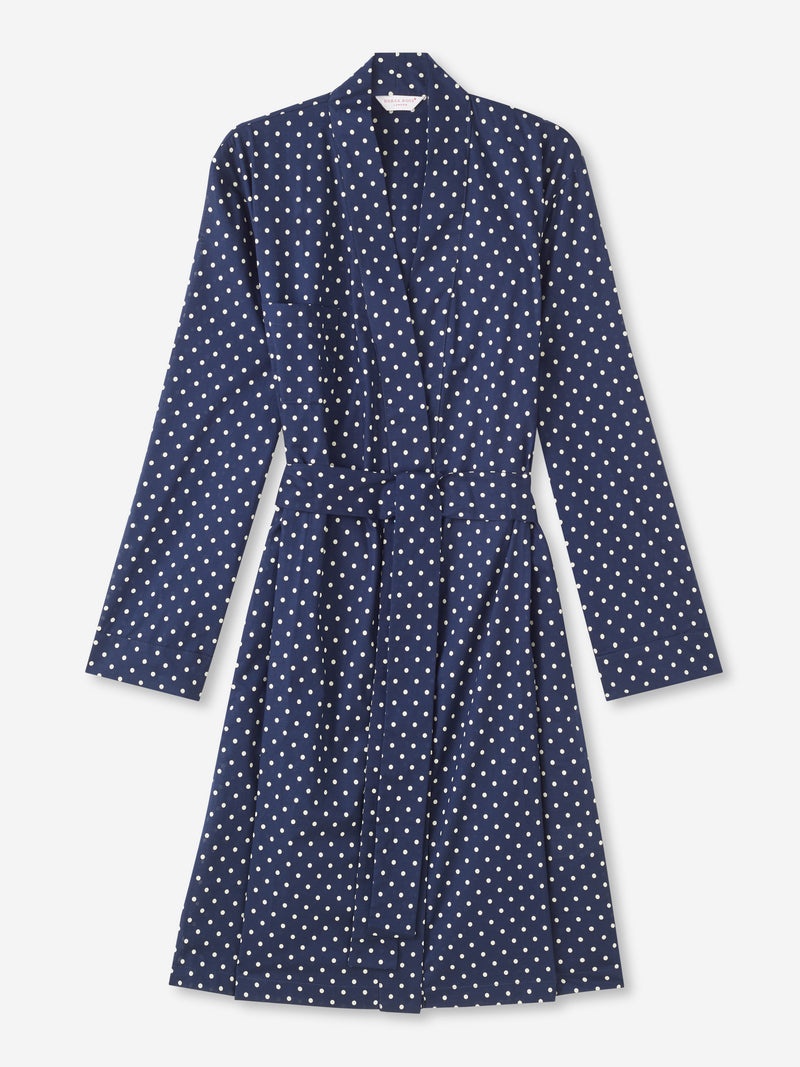 Women's Dressing Gown Plaza 60 Cotton Batiste Navy - 1