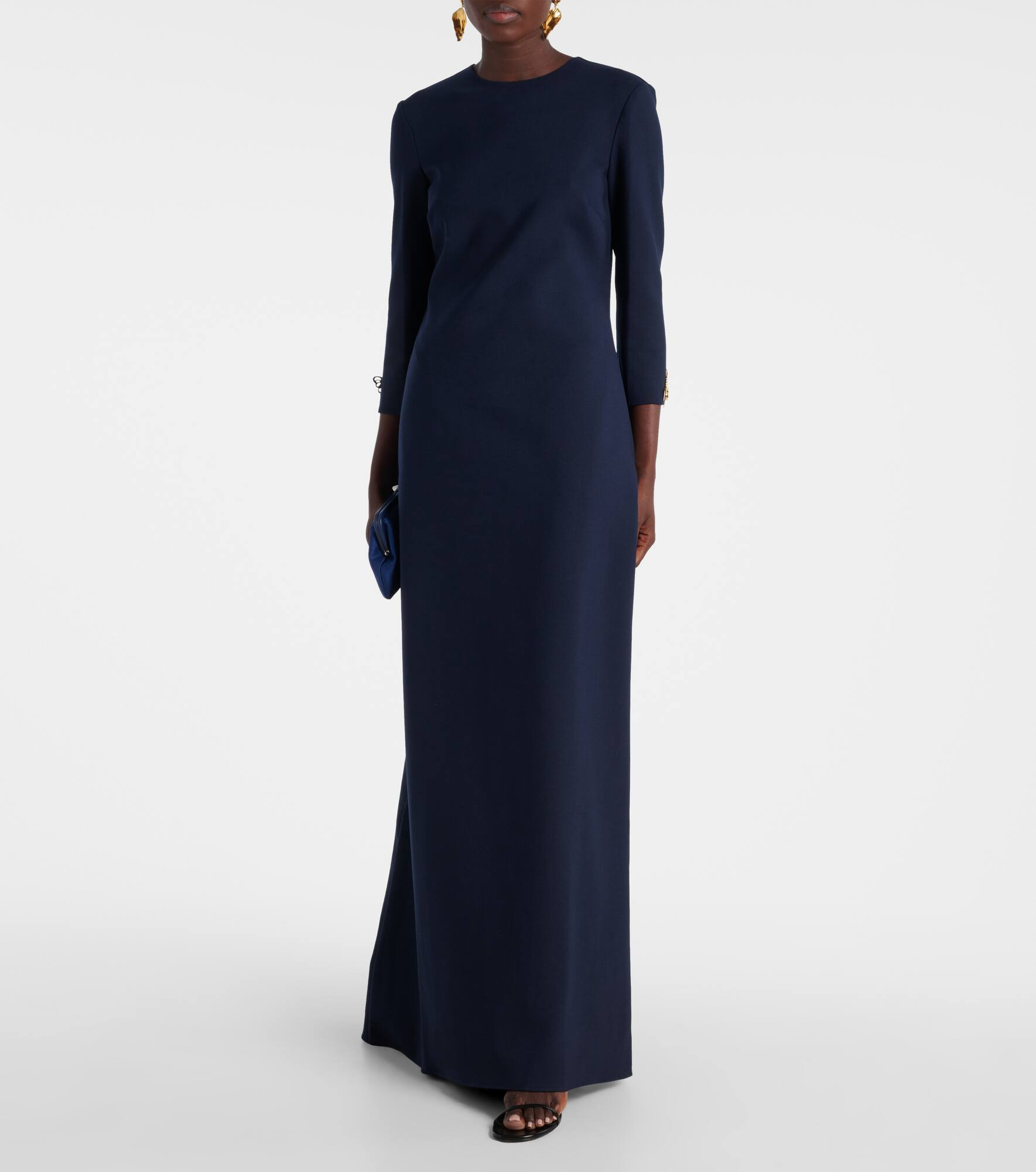 Embellished open-back wool-blend kaftan - 2