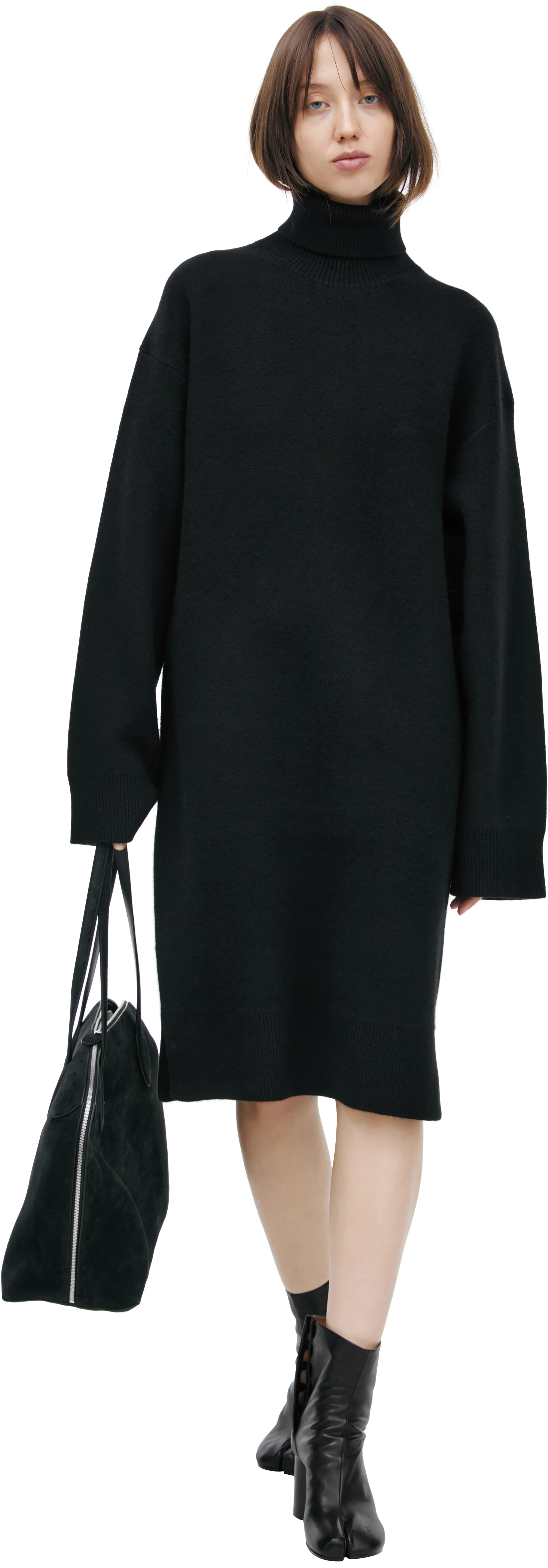 CASHMERE DRESS WITH HIGH COLLAR - 1