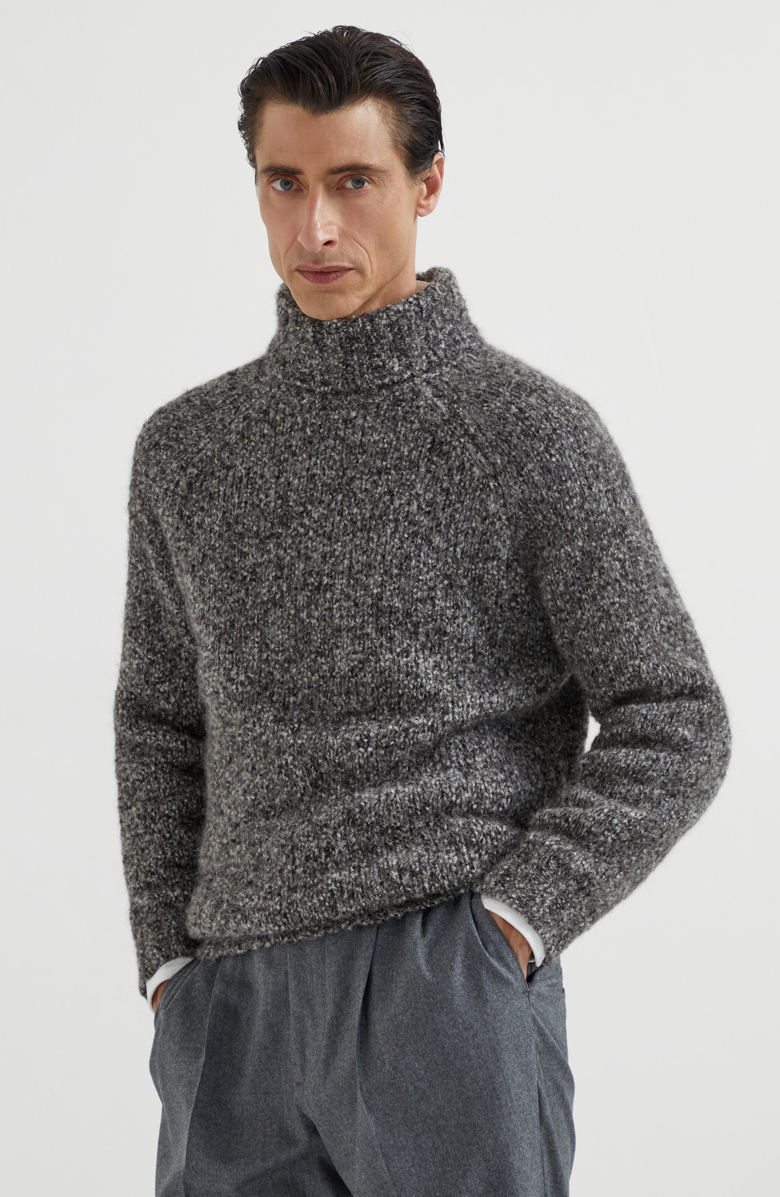 Brunello Cucinelli Knop turtleneck sweater in Dark Grey at Nordstrom - 2