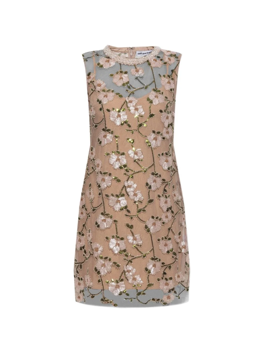 pink floral sequin-embellished mini dress - 1