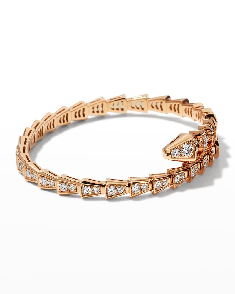Serpenti 18K Rose Gold Diamond Pavé Thin Bracelet 4
