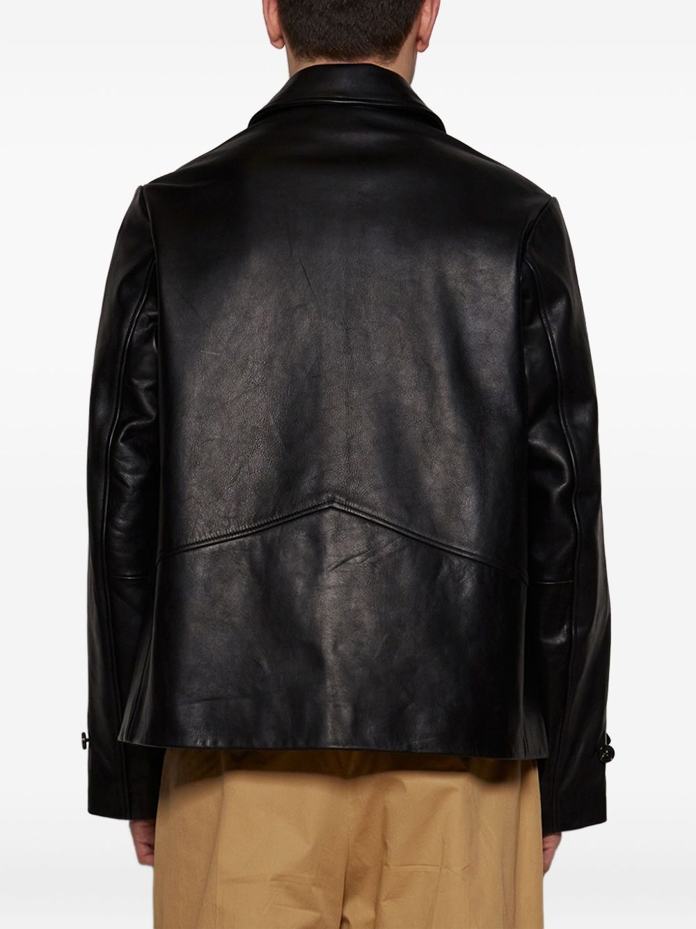 button-up leather jacket - 5