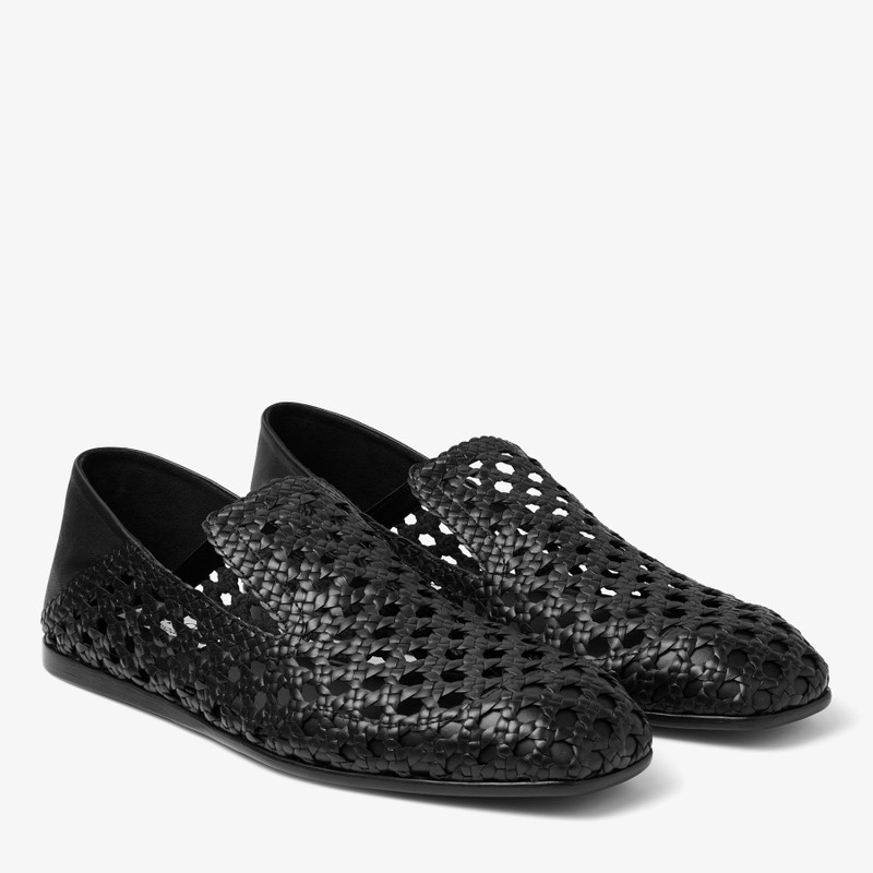 Foxley Oxford Shoe Black Woven Leather Slippers 2