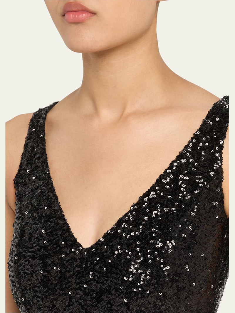 Sequined Portrait-Neck Sleeveless Gown 5