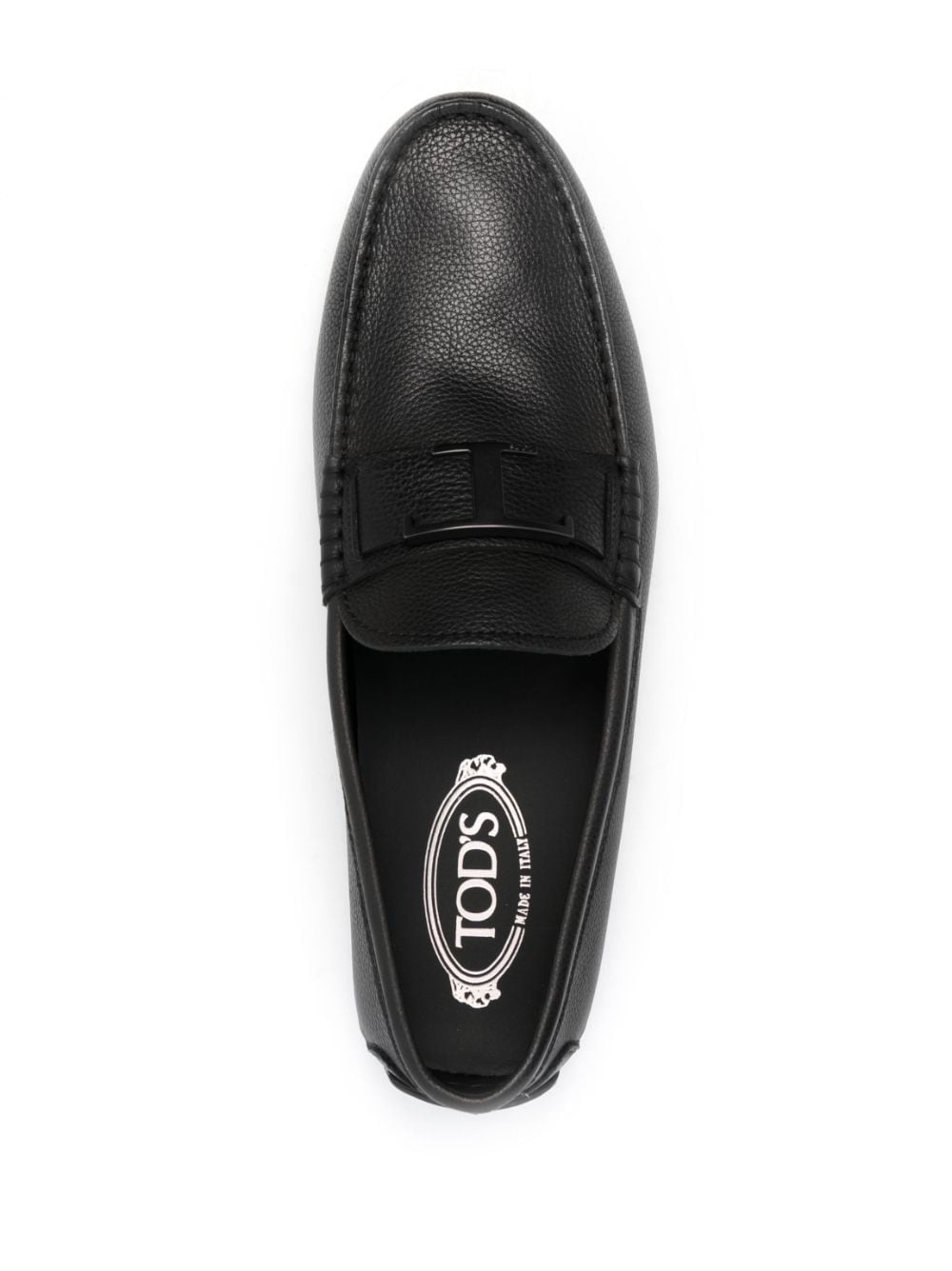 logo-plaque leather loafers - 4